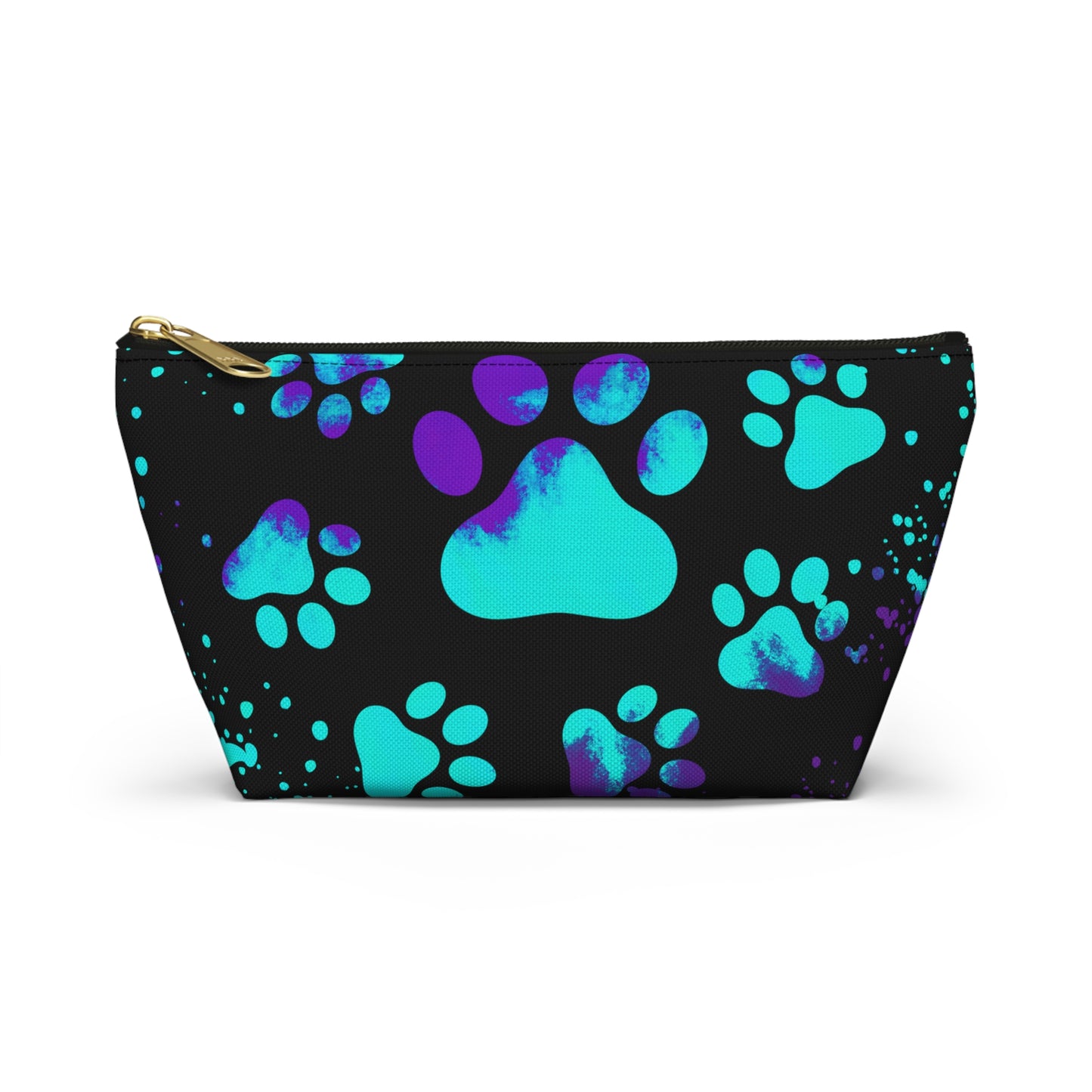 Purple and blue paw print- Accessory Pouch w T-bottom