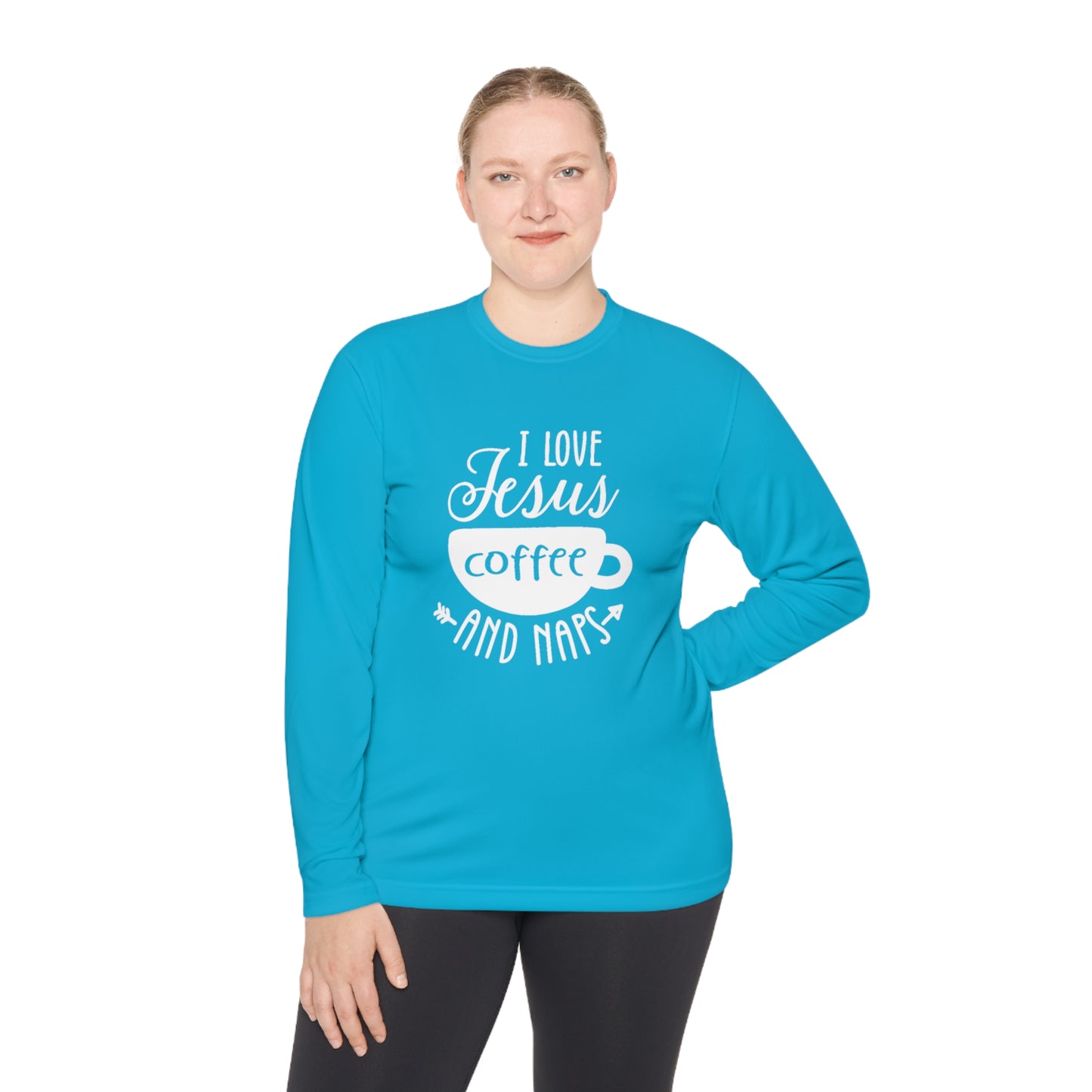 I love Jesus coffee and naps - Unisex Lightweight Long Sleeve Tee