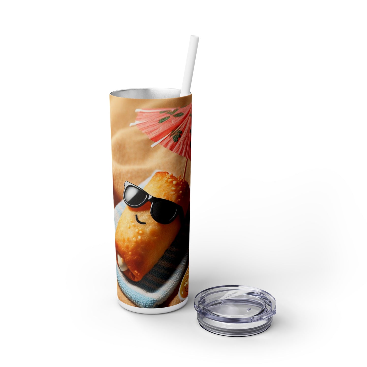 Pink Rollie- Skinny Tumbler with Straw, 20oz