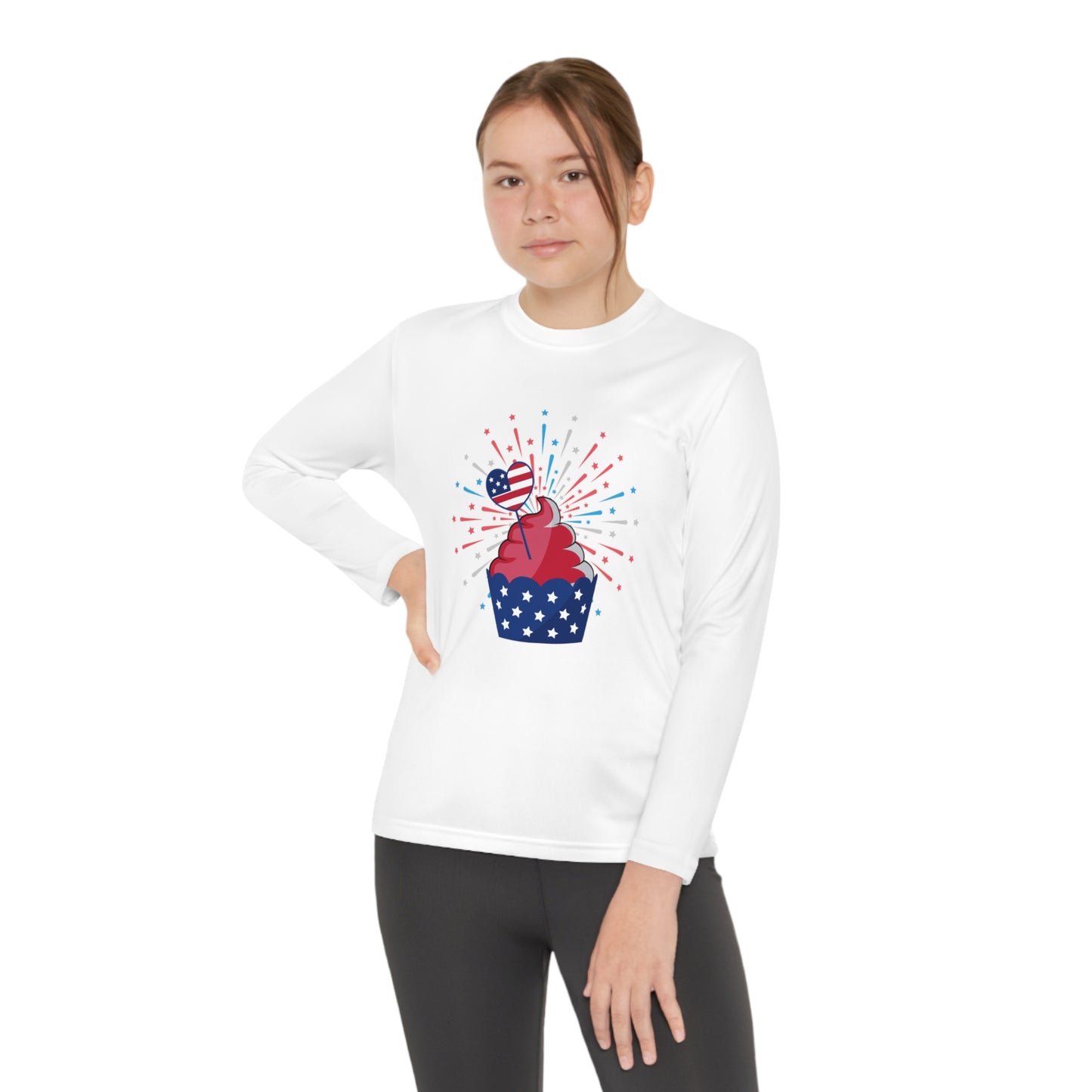 Red-White and Blue Cupcake-Youth Long Sleeve Competitor Tee