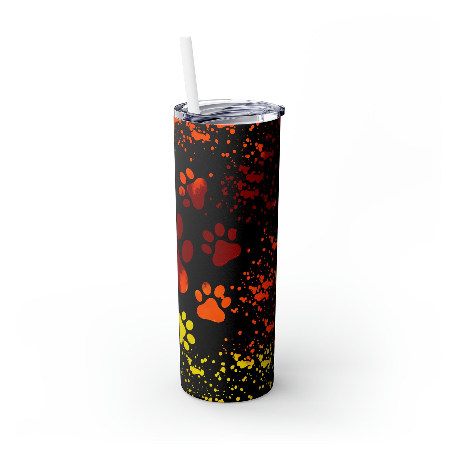 Sunset Paw Print - Skinny Tumbler with Straw, 20oz