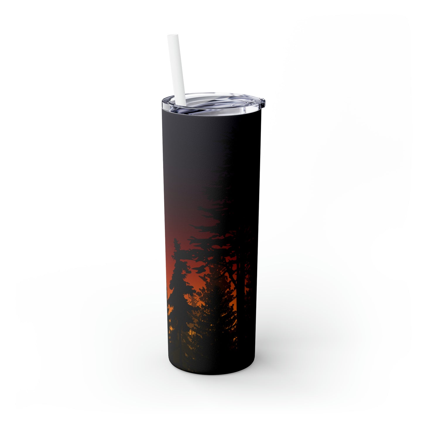 Sunset with trees - Skinny Tumbler with Straw, 20oz