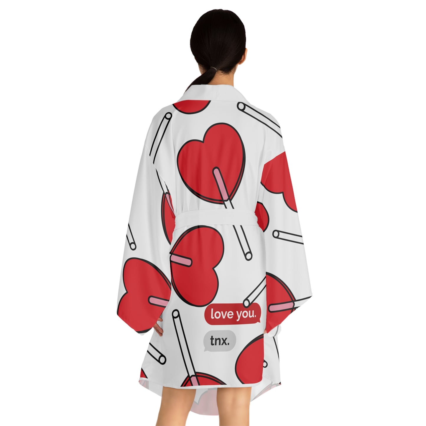 Love you-Thx-Long Sleeve Kimono Robe (AOP)