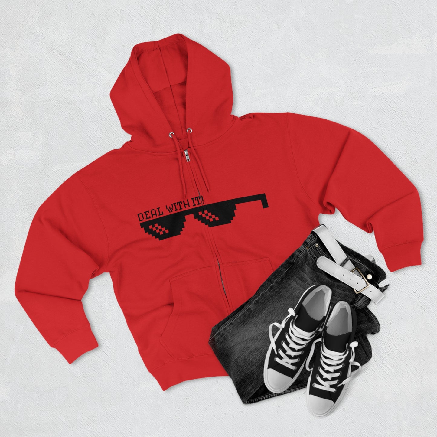 DEAL WITH IT-Unisex Premium Full Zip Hoodie