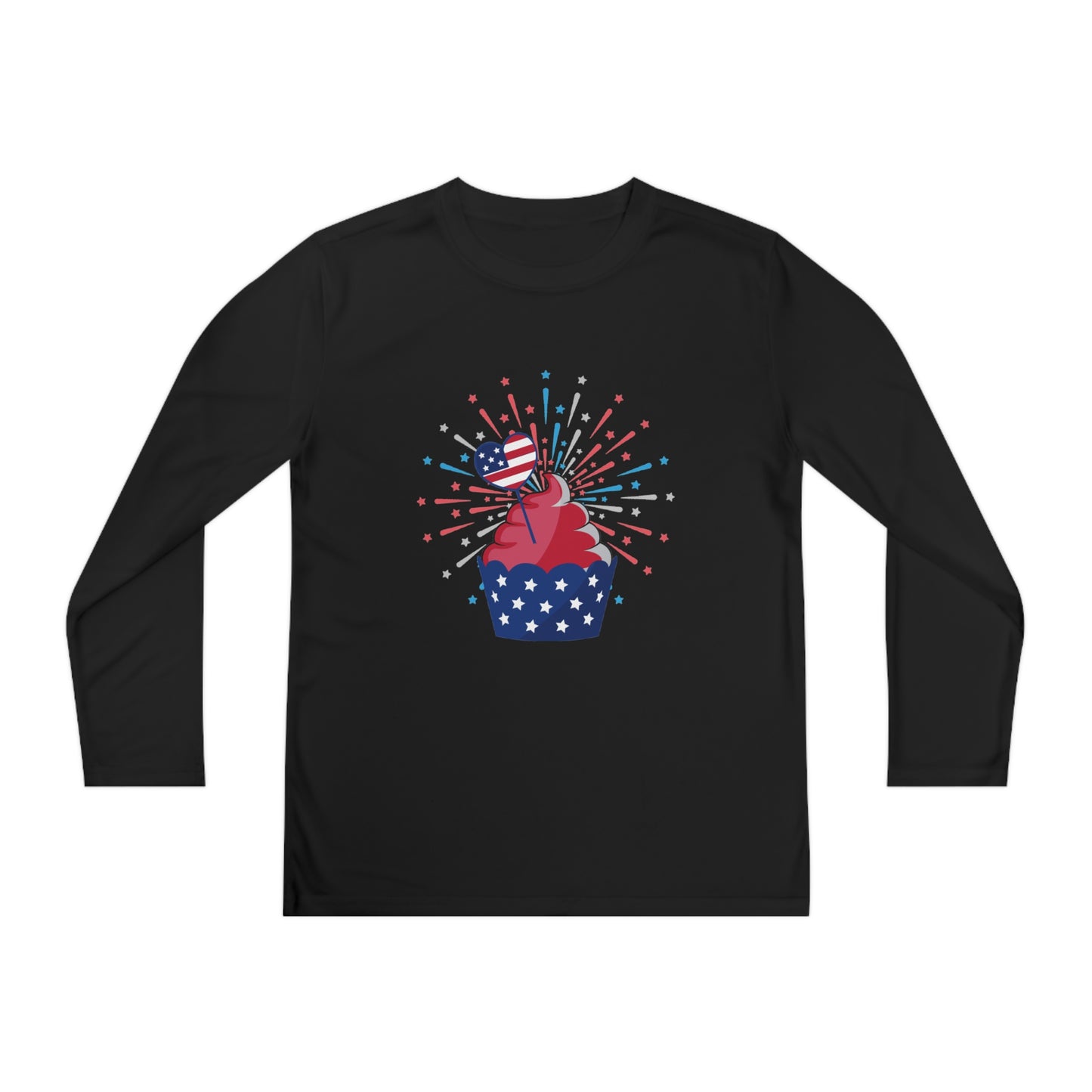 Red-White and Blue Cupcake-Youth Long Sleeve Competitor Tee