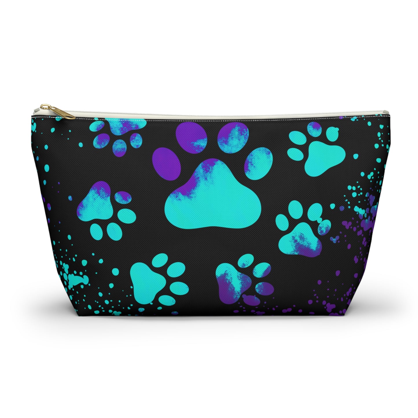 Purple and blue paw print- Accessory Pouch w T-bottom