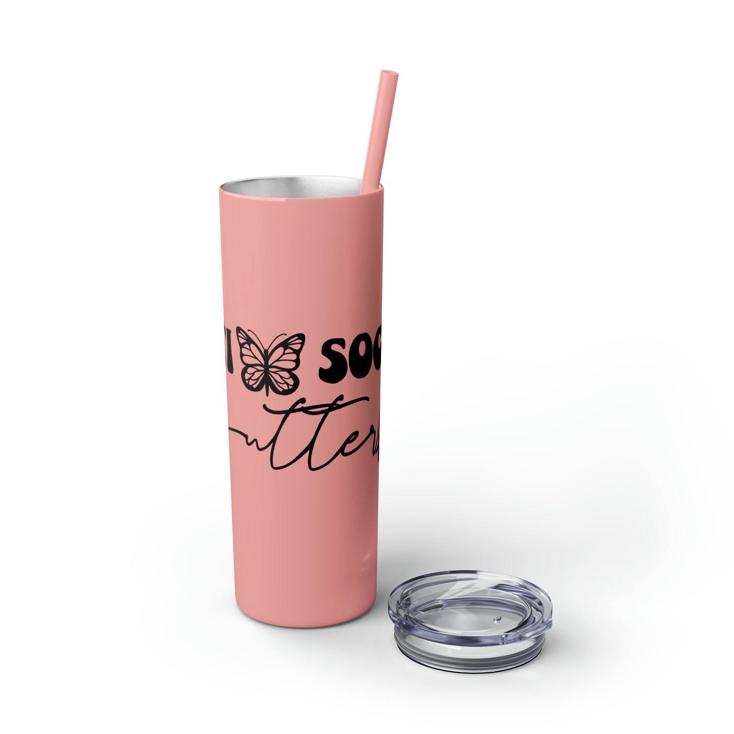 Anti-social butterfly-Skinny Tumbler with Straw, 20oz