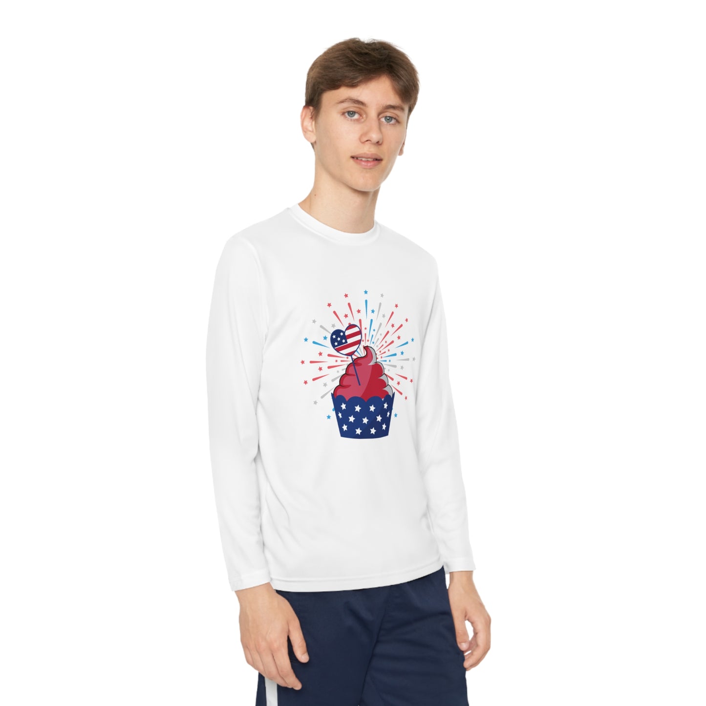 Red-White and Blue Cupcake-Youth Long Sleeve Competitor Tee