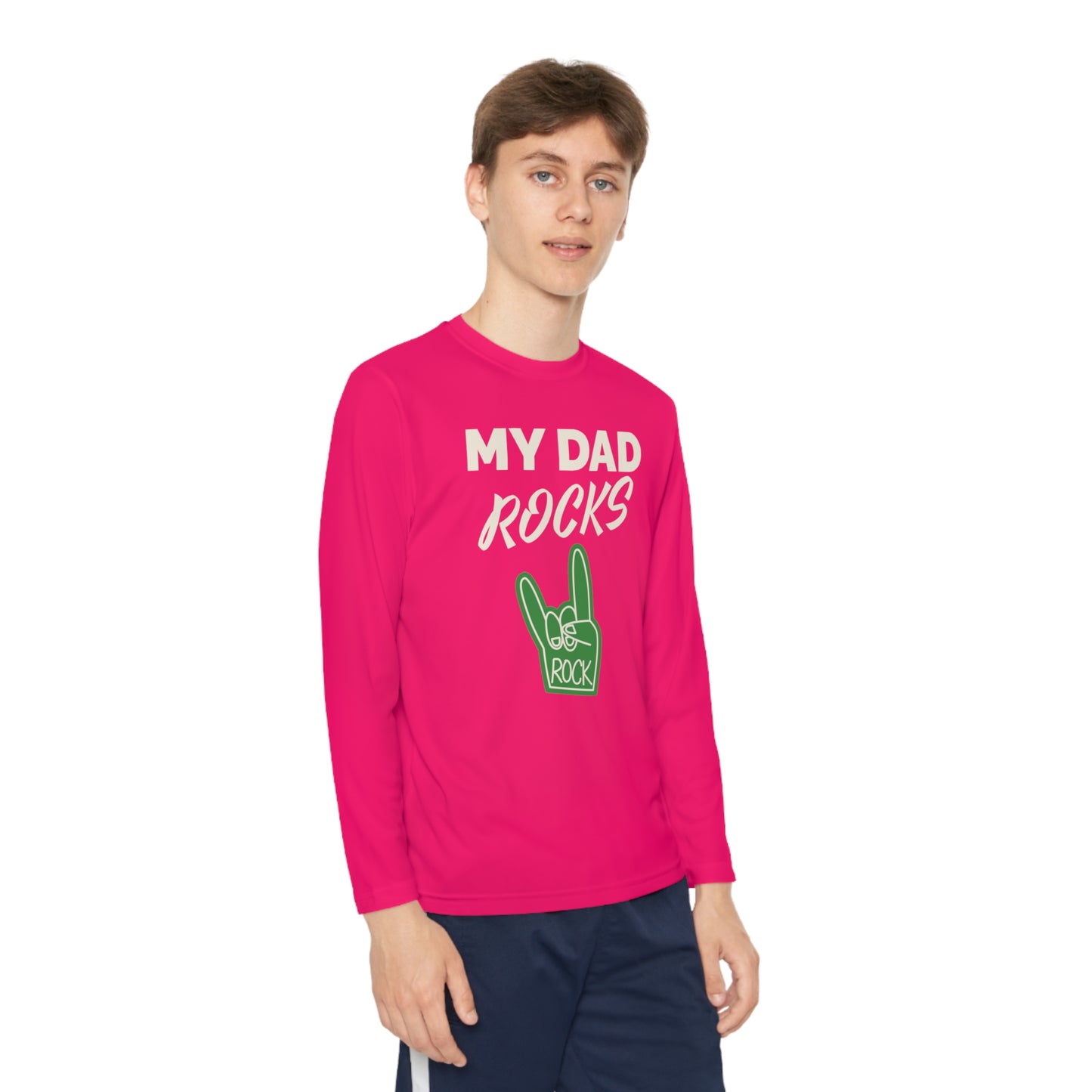 My dad rocks-Youth Long Sleeve Competitor Tee