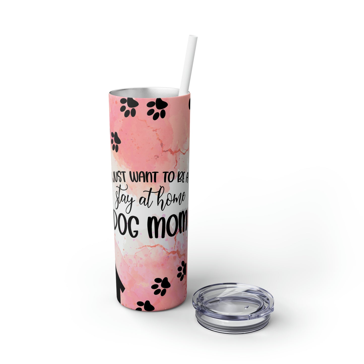 Dog mom-Skinny Tumbler with Straw, 20oz