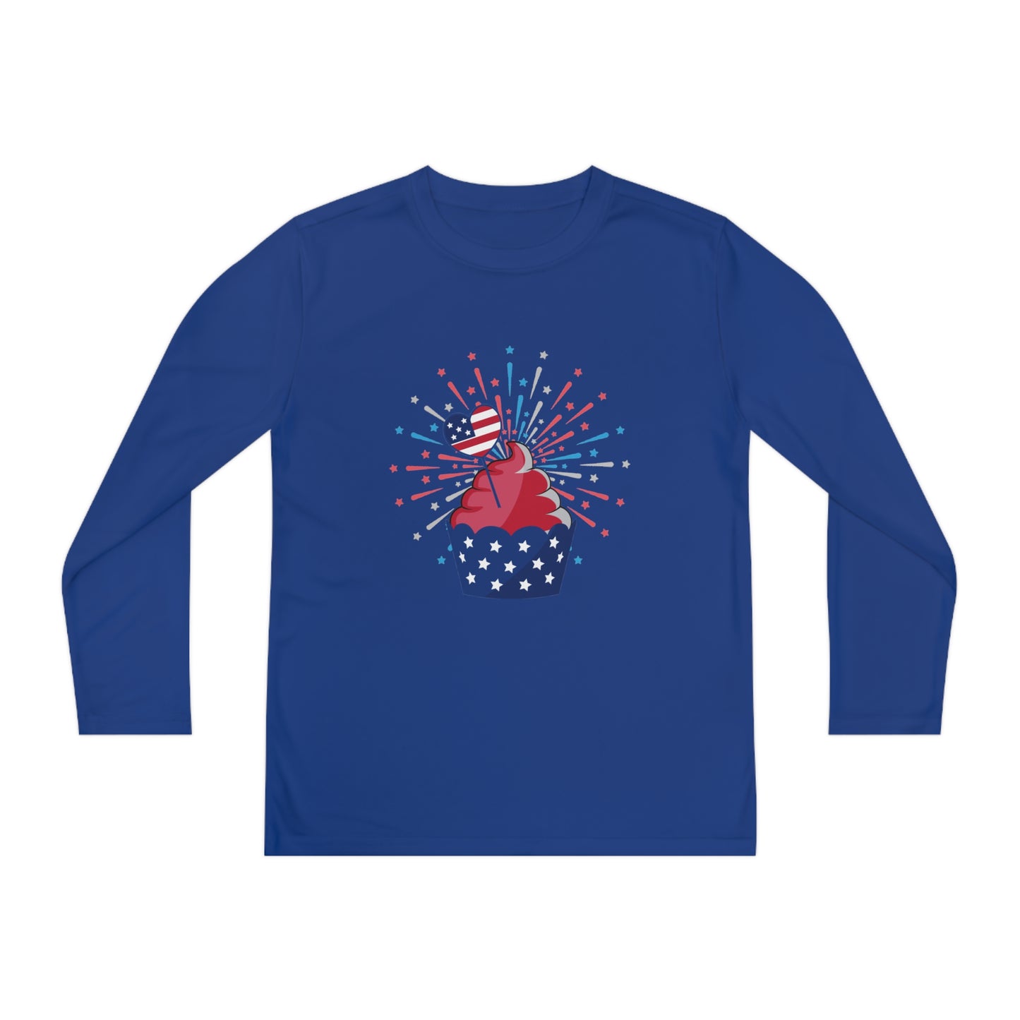 Red-White and Blue Cupcake-Youth Long Sleeve Competitor Tee