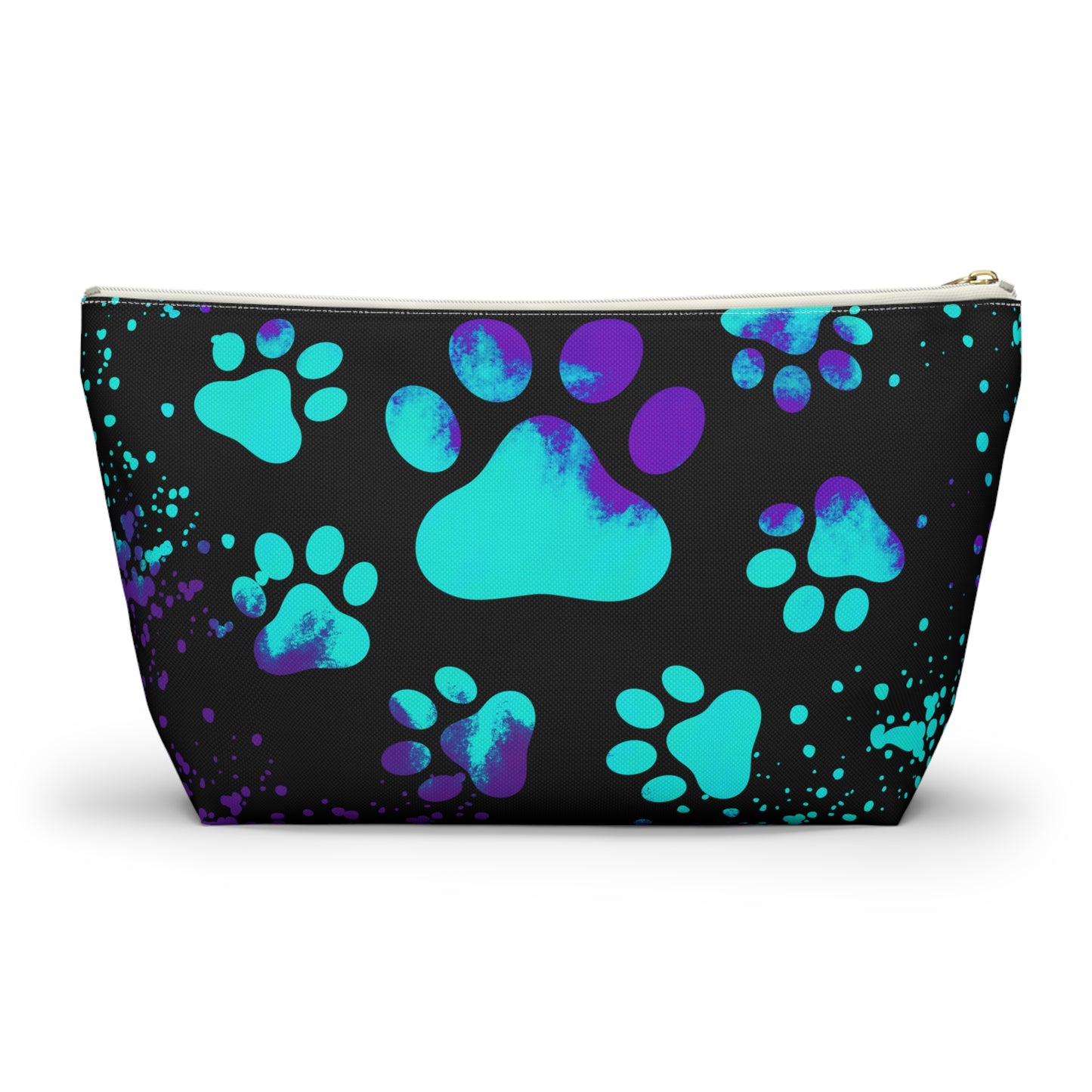 Purple and blue paw print- Accessory Pouch w T-bottom