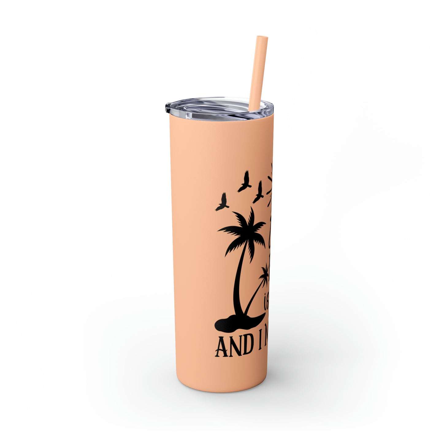 The beach is calling-Skinny Tumbler with Straw, 20oz