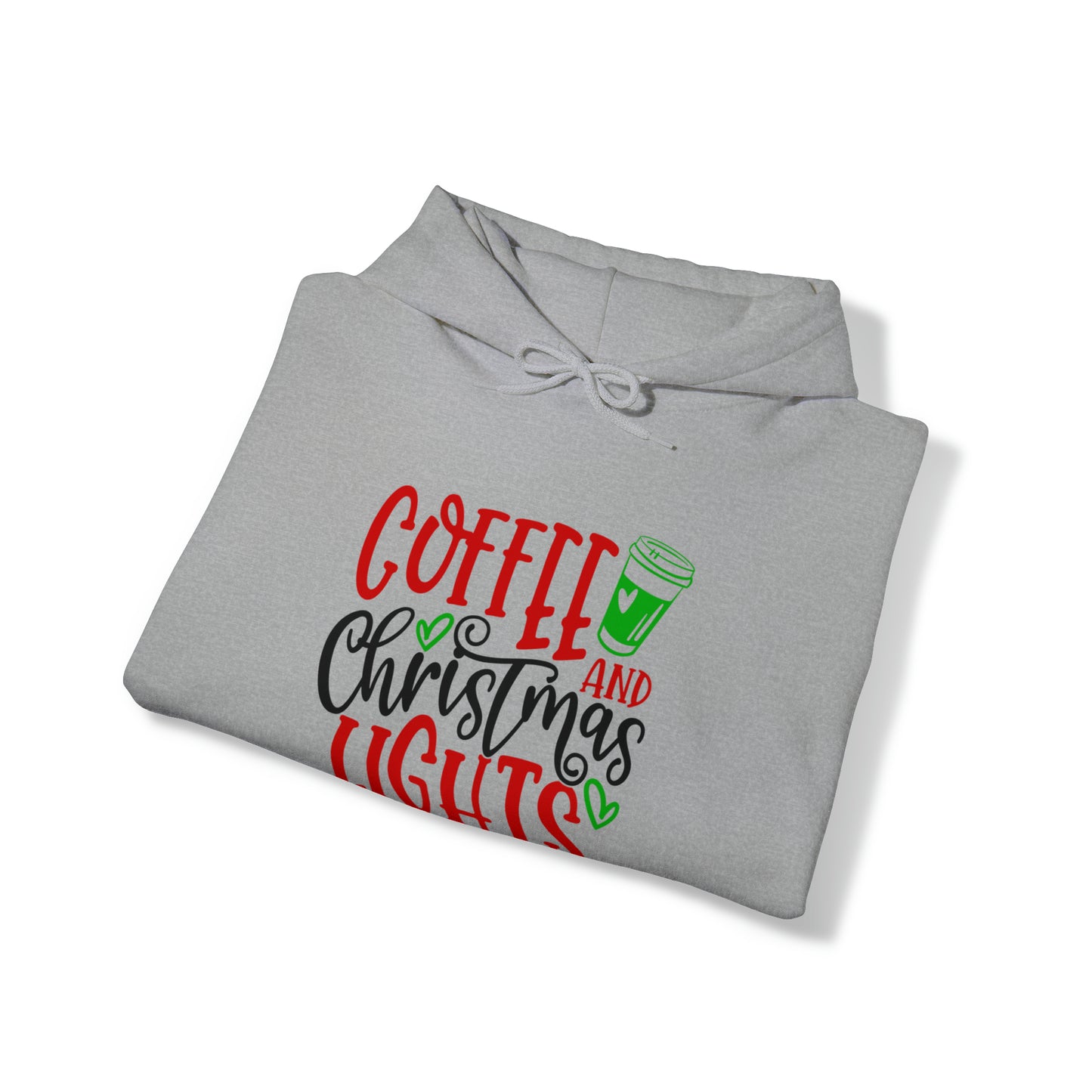 Christmas coffee lights- Unisex Heavy Blend™ Hooded Sweatshirt