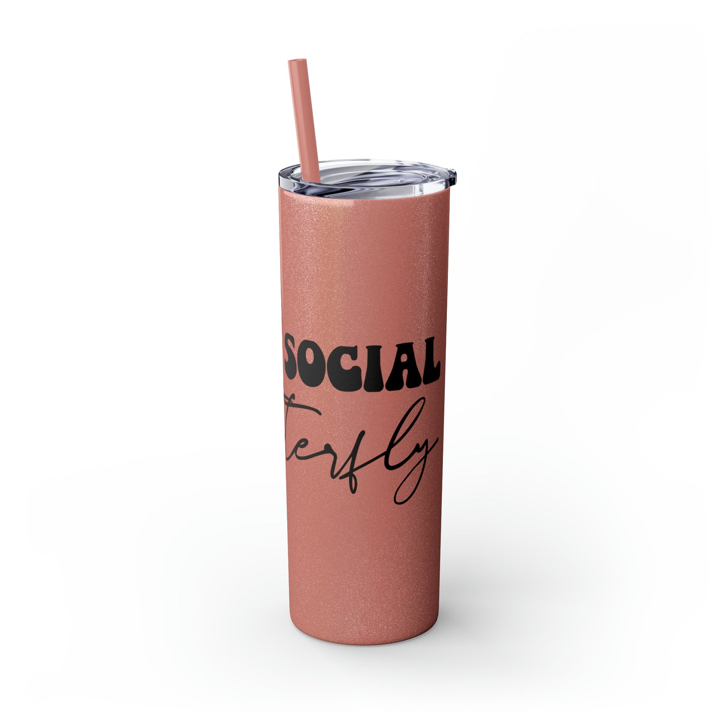 Anti-social butterfly-Skinny Tumbler with Straw, 20oz