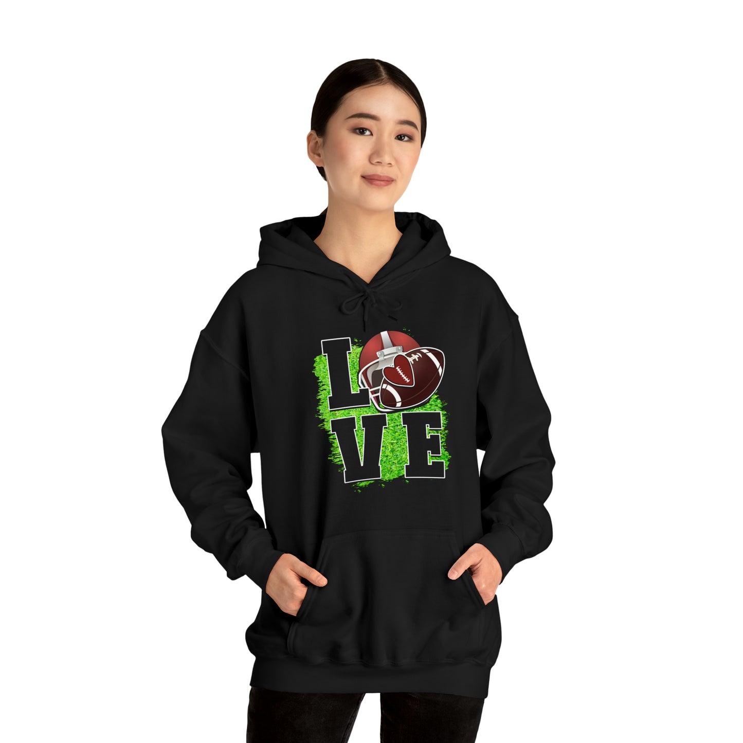 LOVE FOOTBALL- Unisex Heavy Blend™ Hooded Sweatshirt