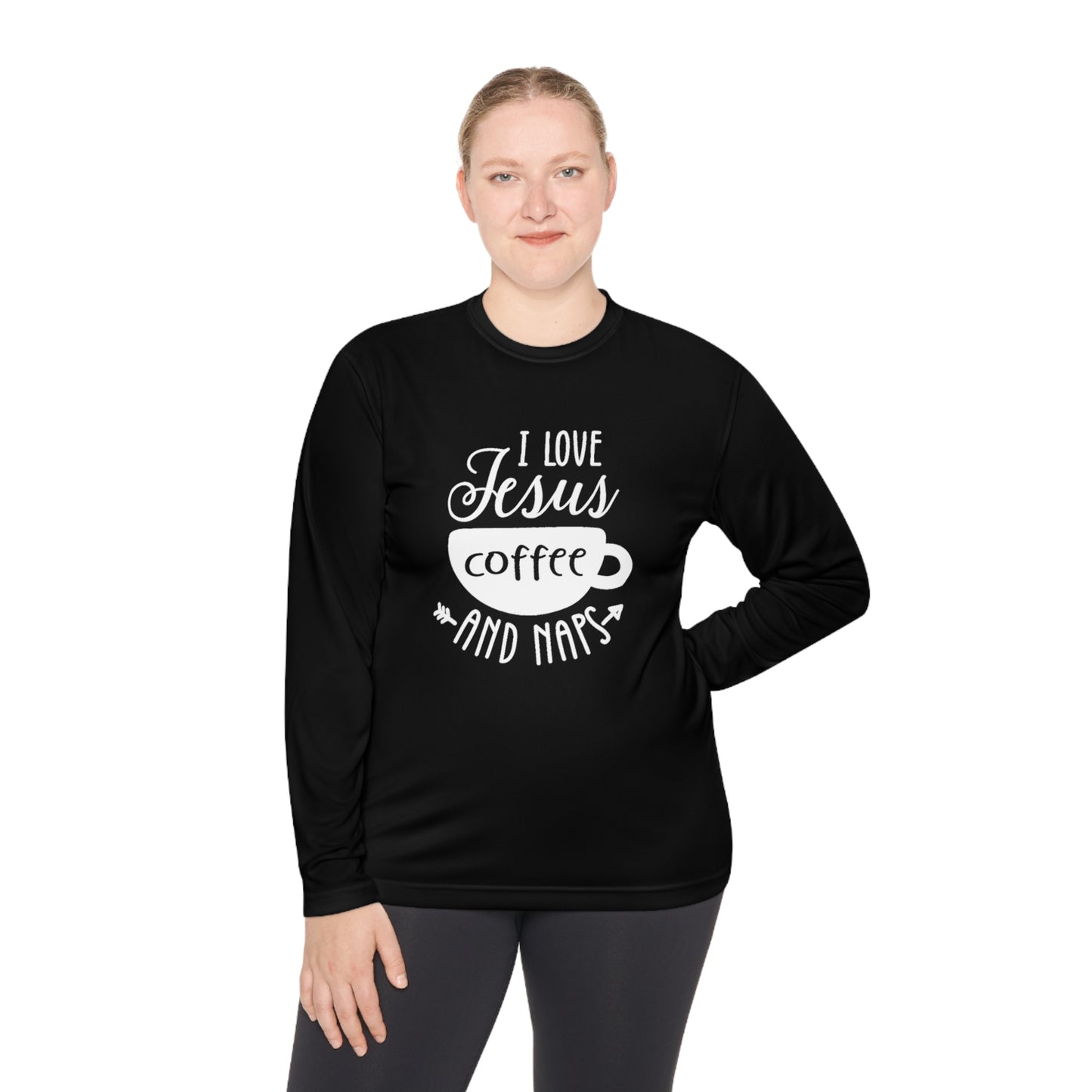 I love Jesus coffee and naps - Unisex Lightweight Long Sleeve Tee