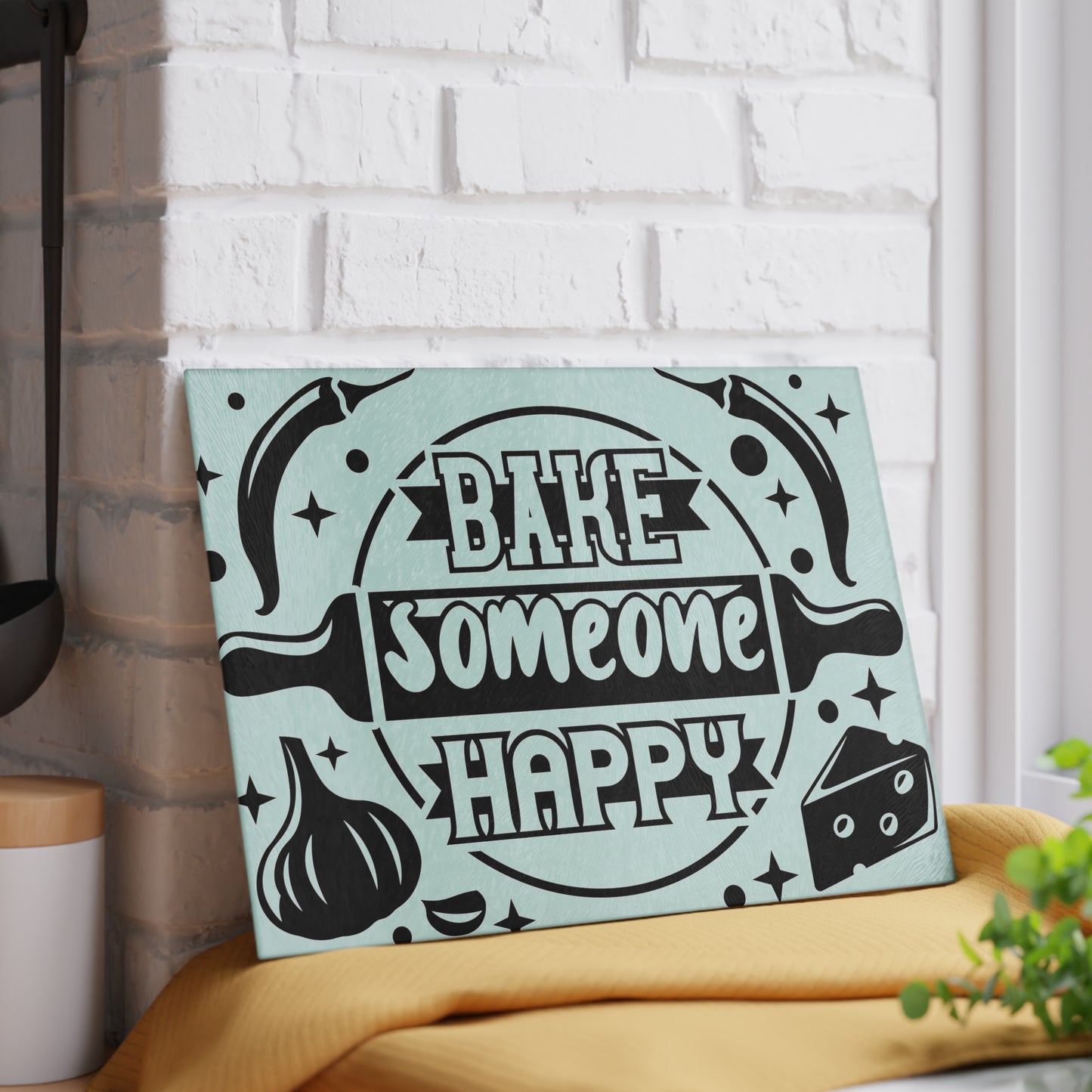 BAKE SOMEONE HAPPY-Glass Cutting Board