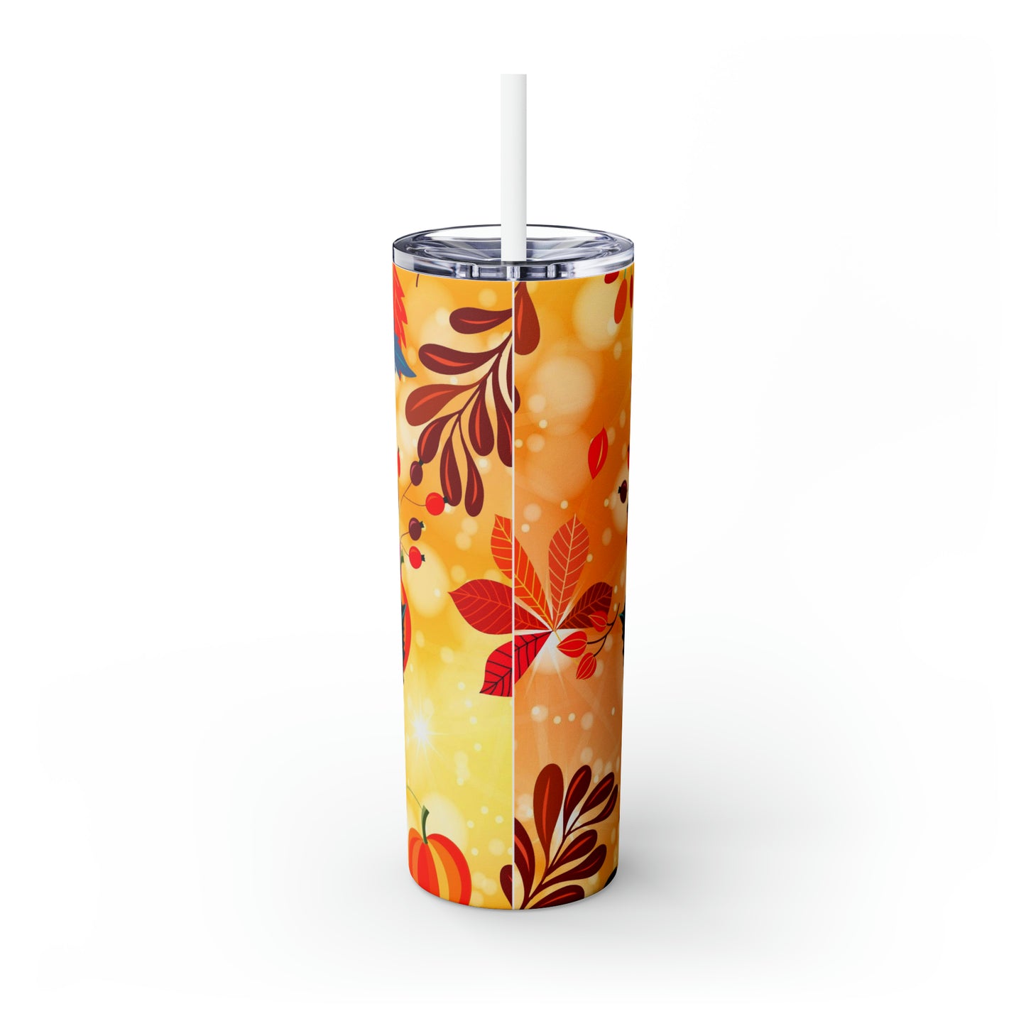 Autumn Unicorn- Skinny Tumbler with Straw, 20oz