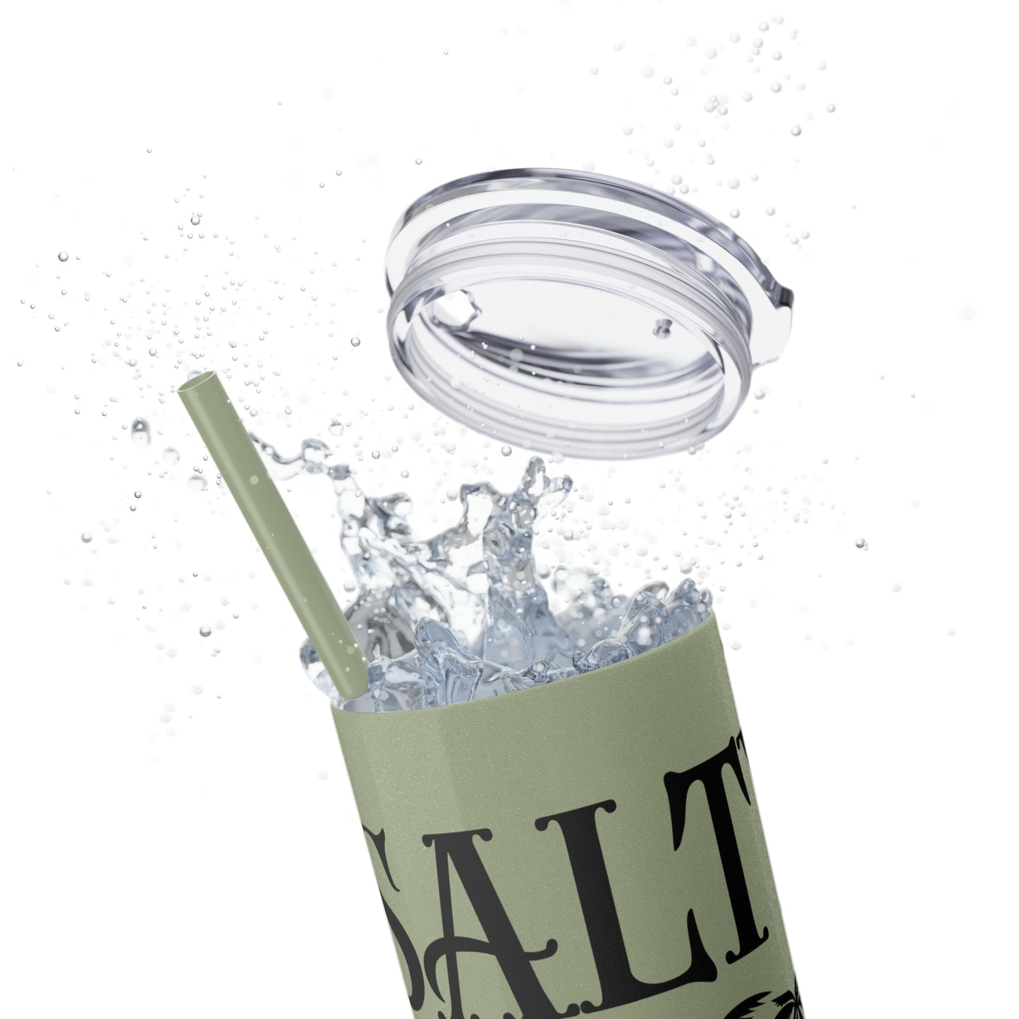 Salty lil beach-Skinny Tumbler with Straw, 20oz