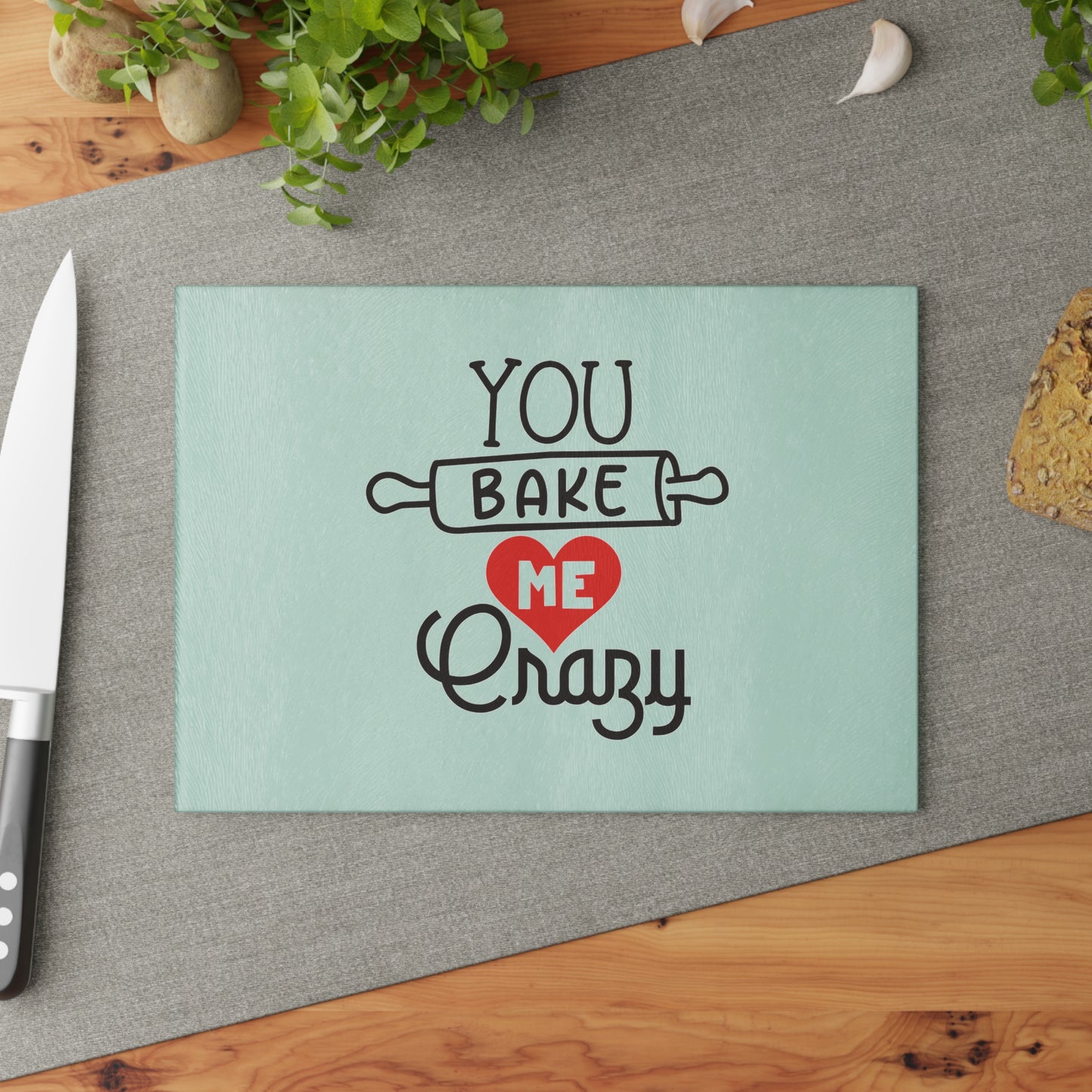 You bake me crazy - Glass Cutting Board