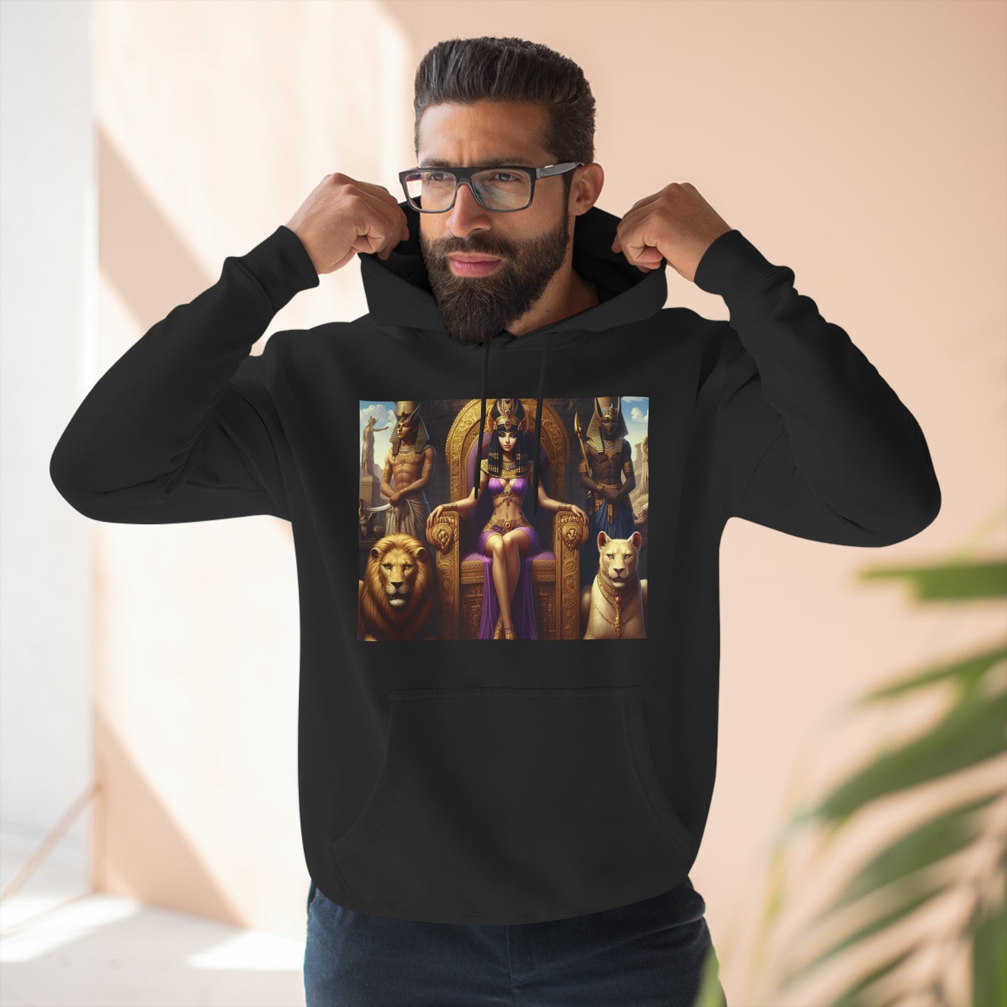 Light Cleopatra with Lions-Unisex Premium Pullover Hoodie