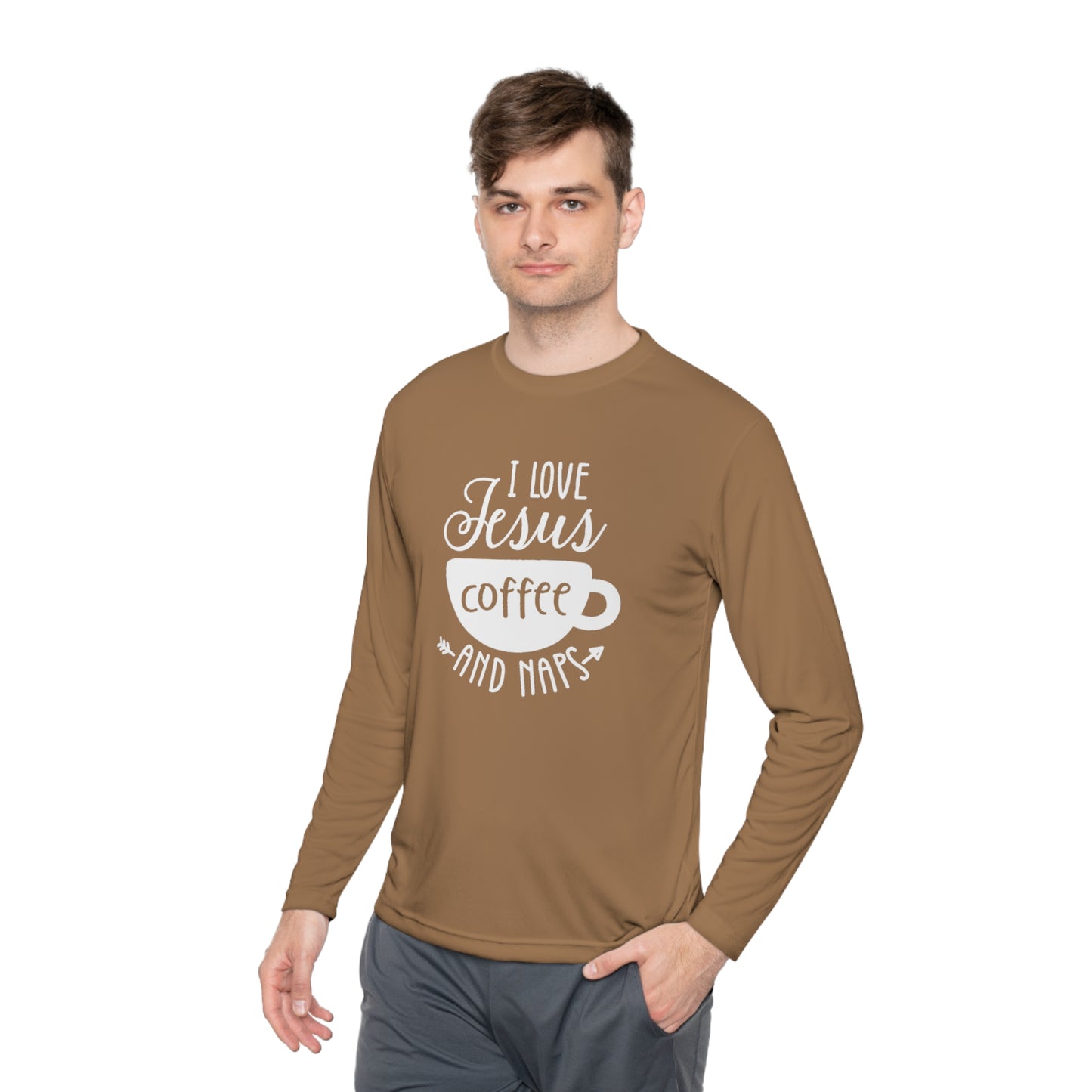 I love Jesus coffee and naps - Unisex Lightweight Long Sleeve Tee