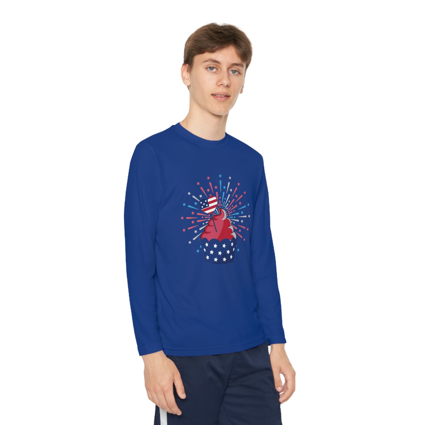 Red-White and Blue Cupcake-Youth Long Sleeve Competitor Tee