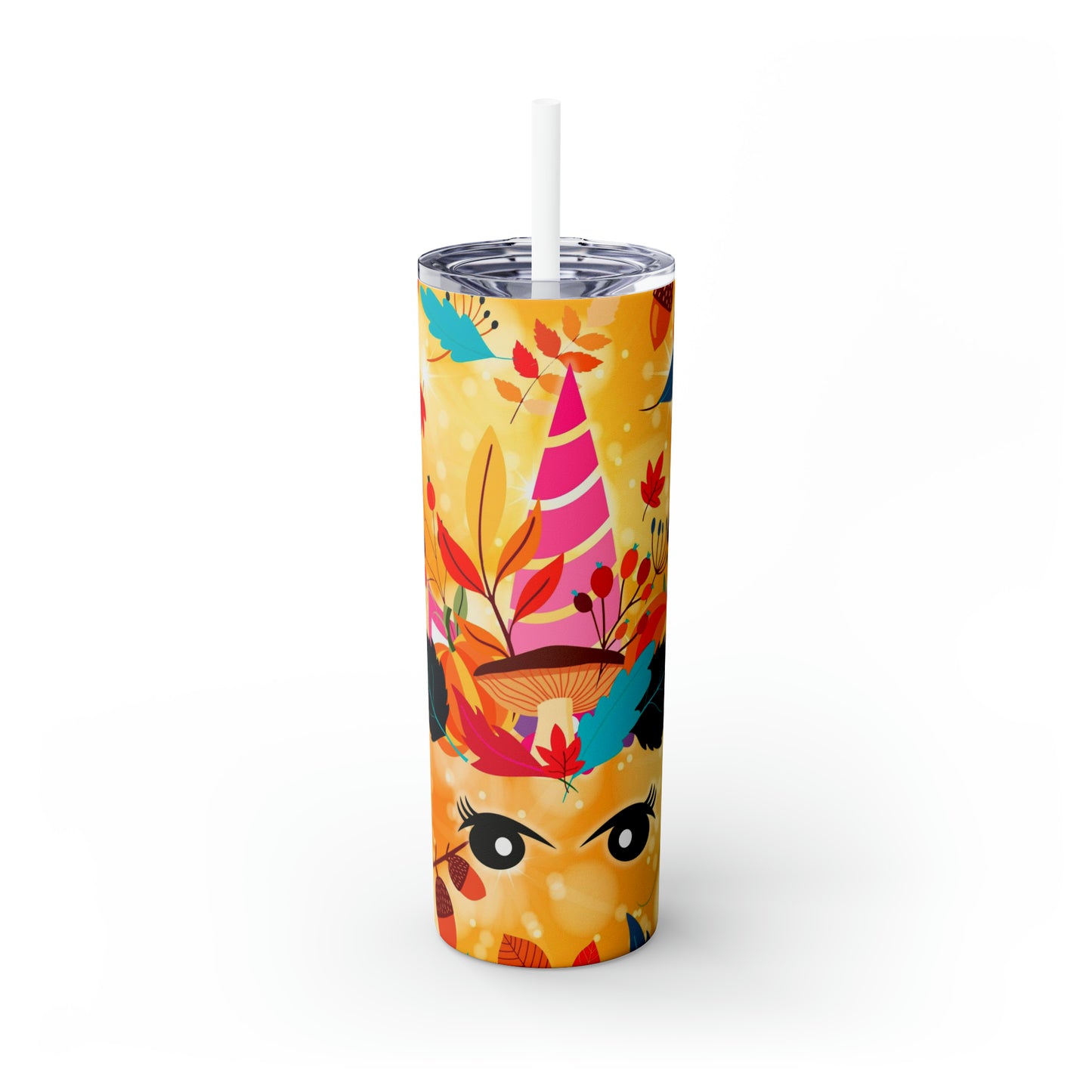 Autumn Unicorn- Skinny Tumbler with Straw, 20oz