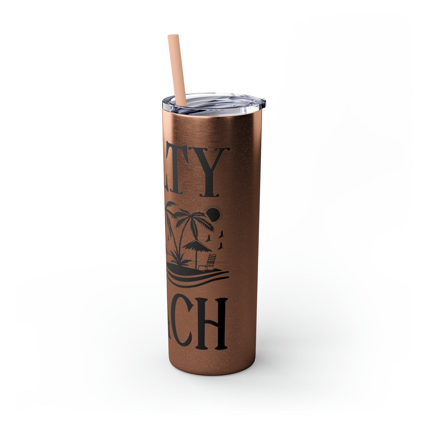 Salty lil beach-Skinny Tumbler with Straw, 20oz