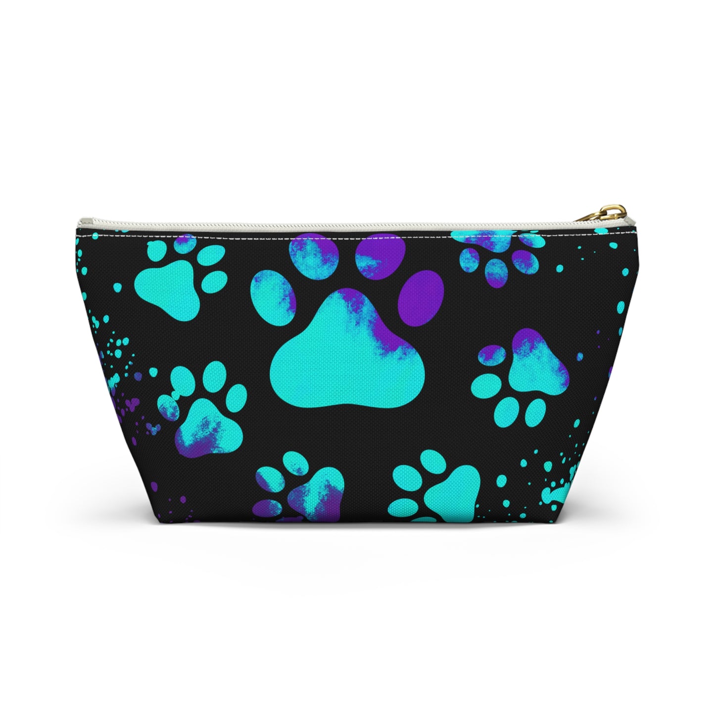 Purple and blue paw print- Accessory Pouch w T-bottom