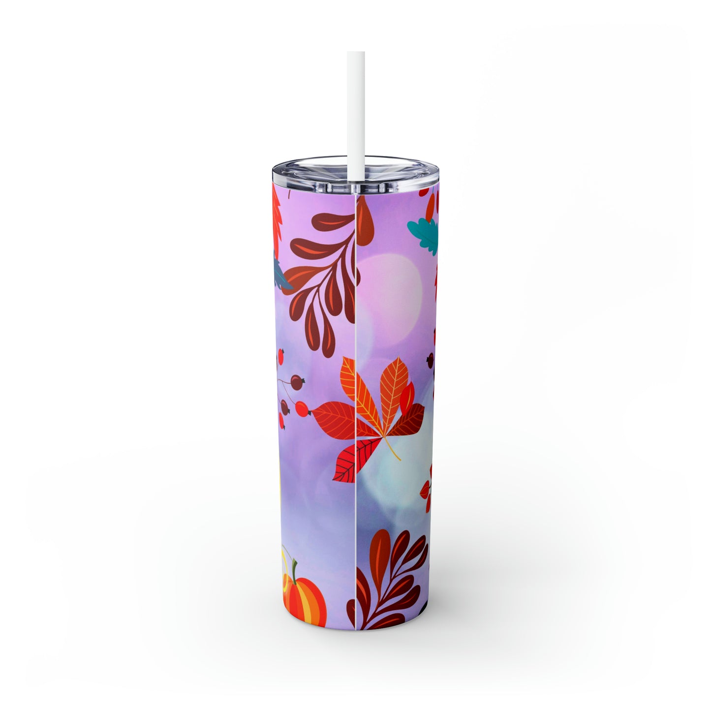 Purple Autumn Unicorn with hair- Skinny Tumbler with Straw, 20oz