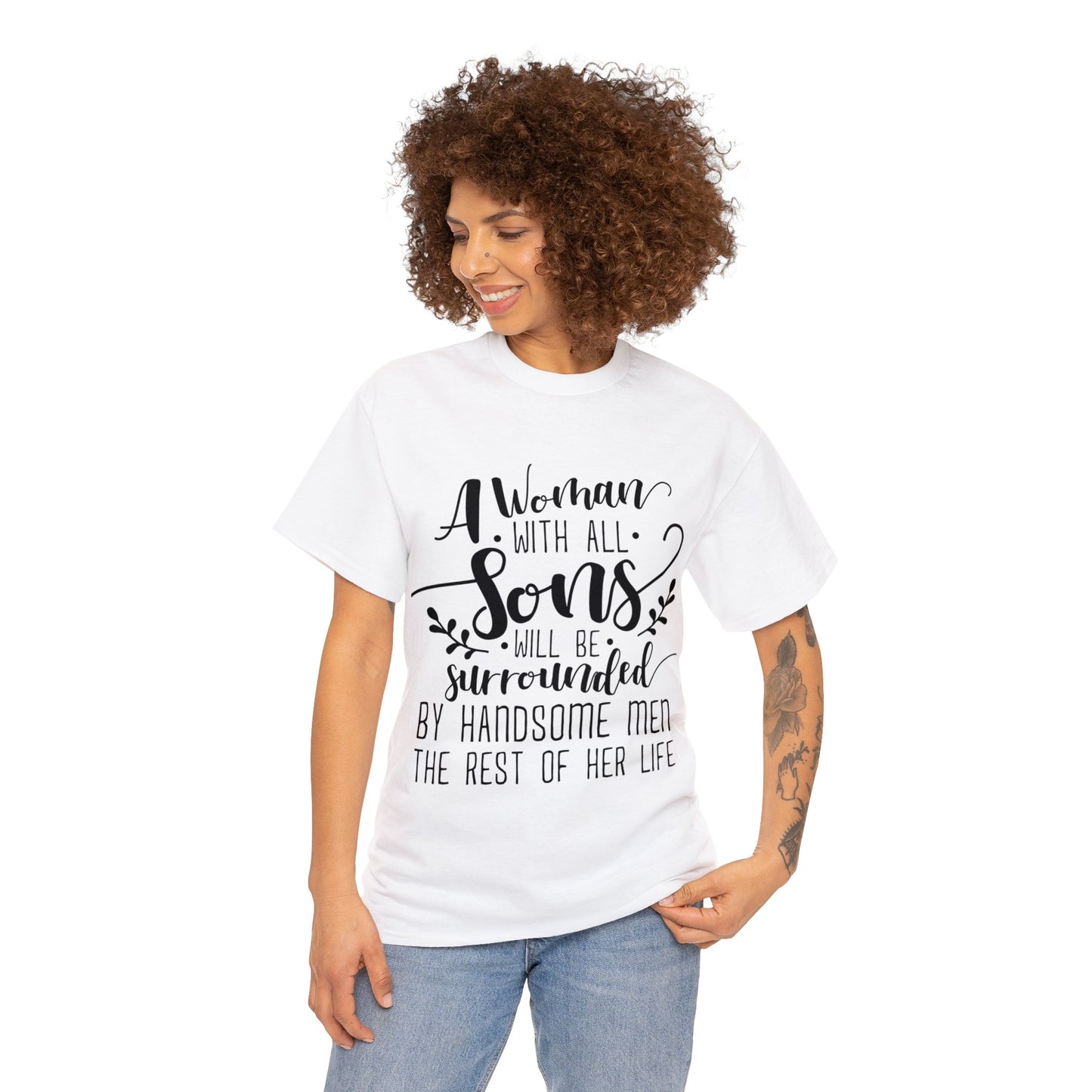 A mother's with all sons- Unisex Heavy Cotton Tee