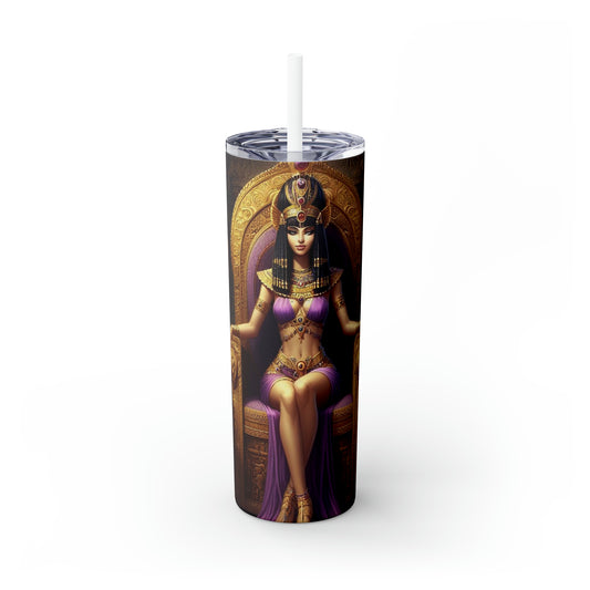 Light Cleopatra with Lions- Skinny Tumbler with Straw, 20oz