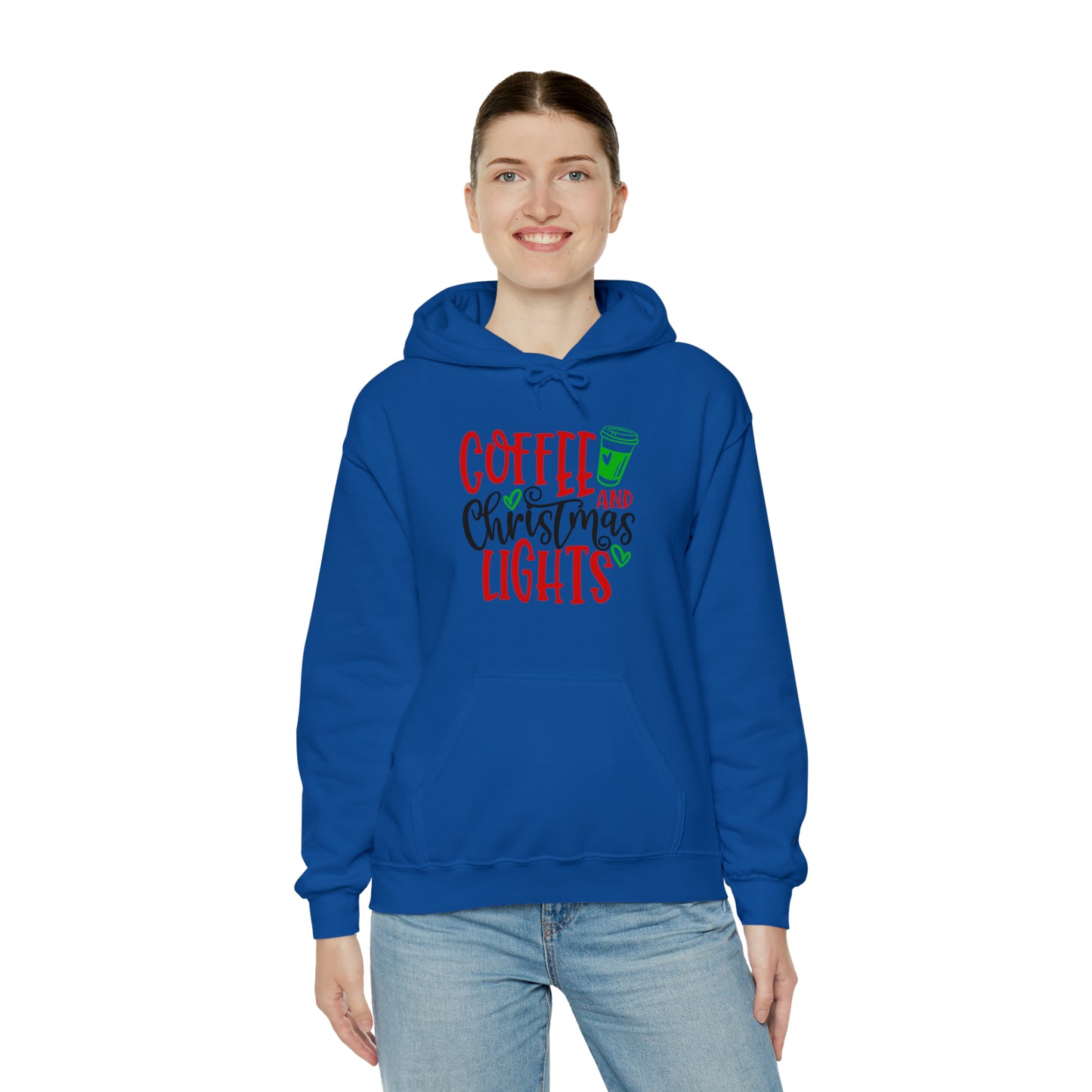 Christmas coffee lights- Unisex Heavy Blend™ Hooded Sweatshirt