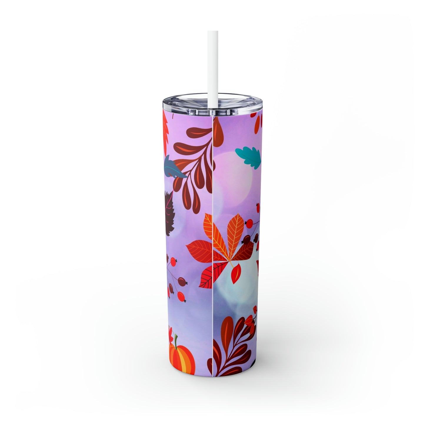 Purple Autumn Unicorn- Skinny Tumbler with Straw, 20oz