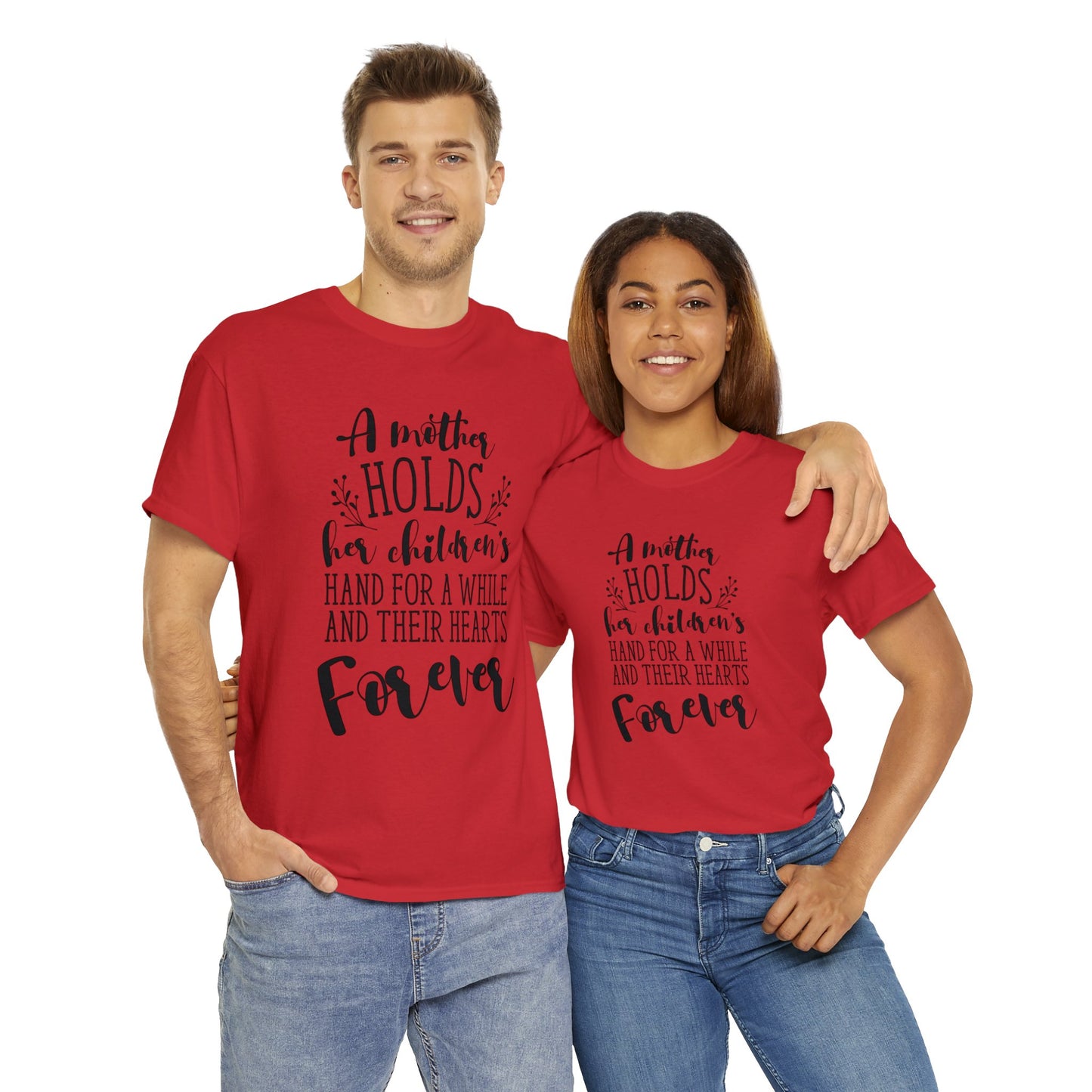 A mother holds her child's heart- Unisex Heavy Cotton Tee