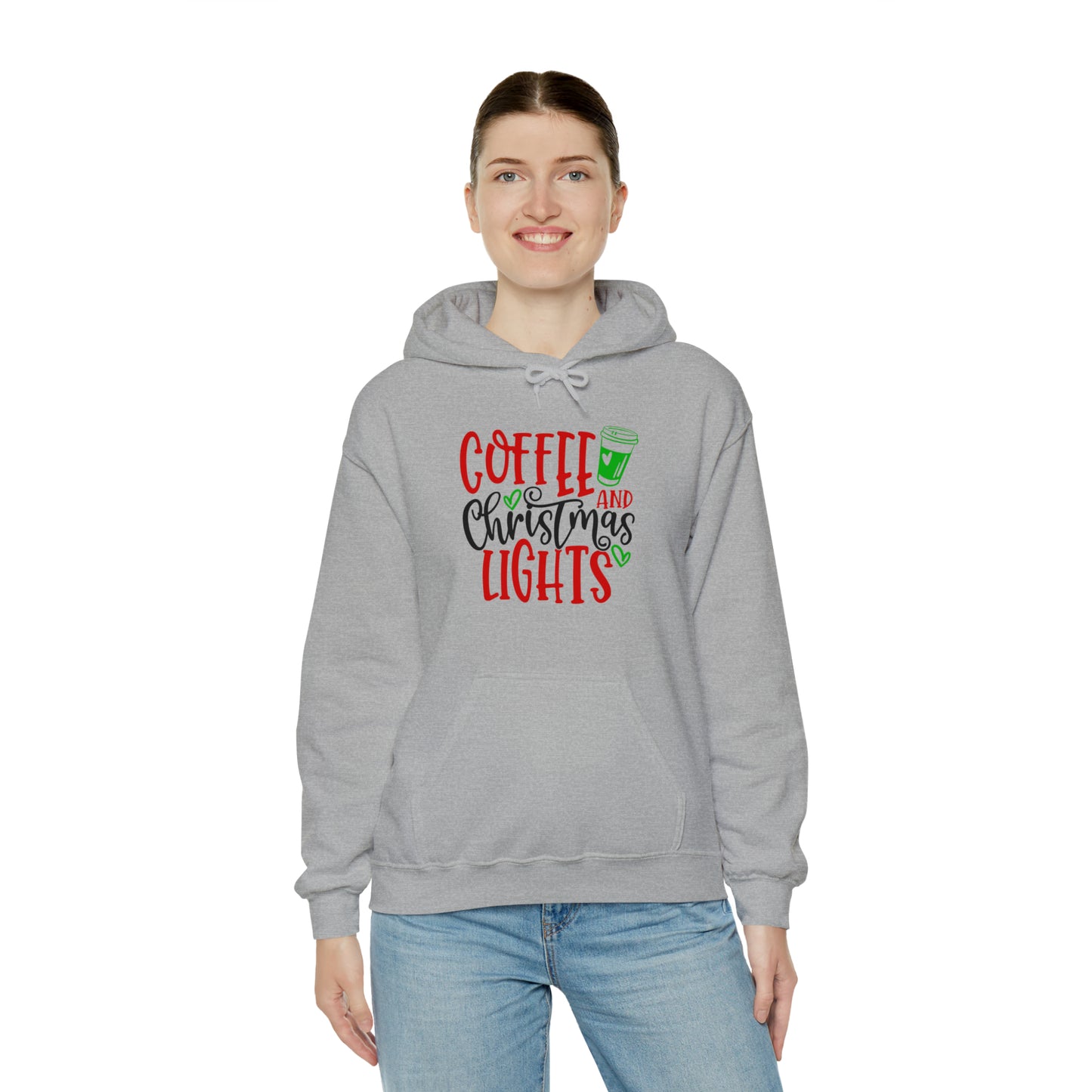 Christmas coffee lights- Unisex Heavy Blend™ Hooded Sweatshirt