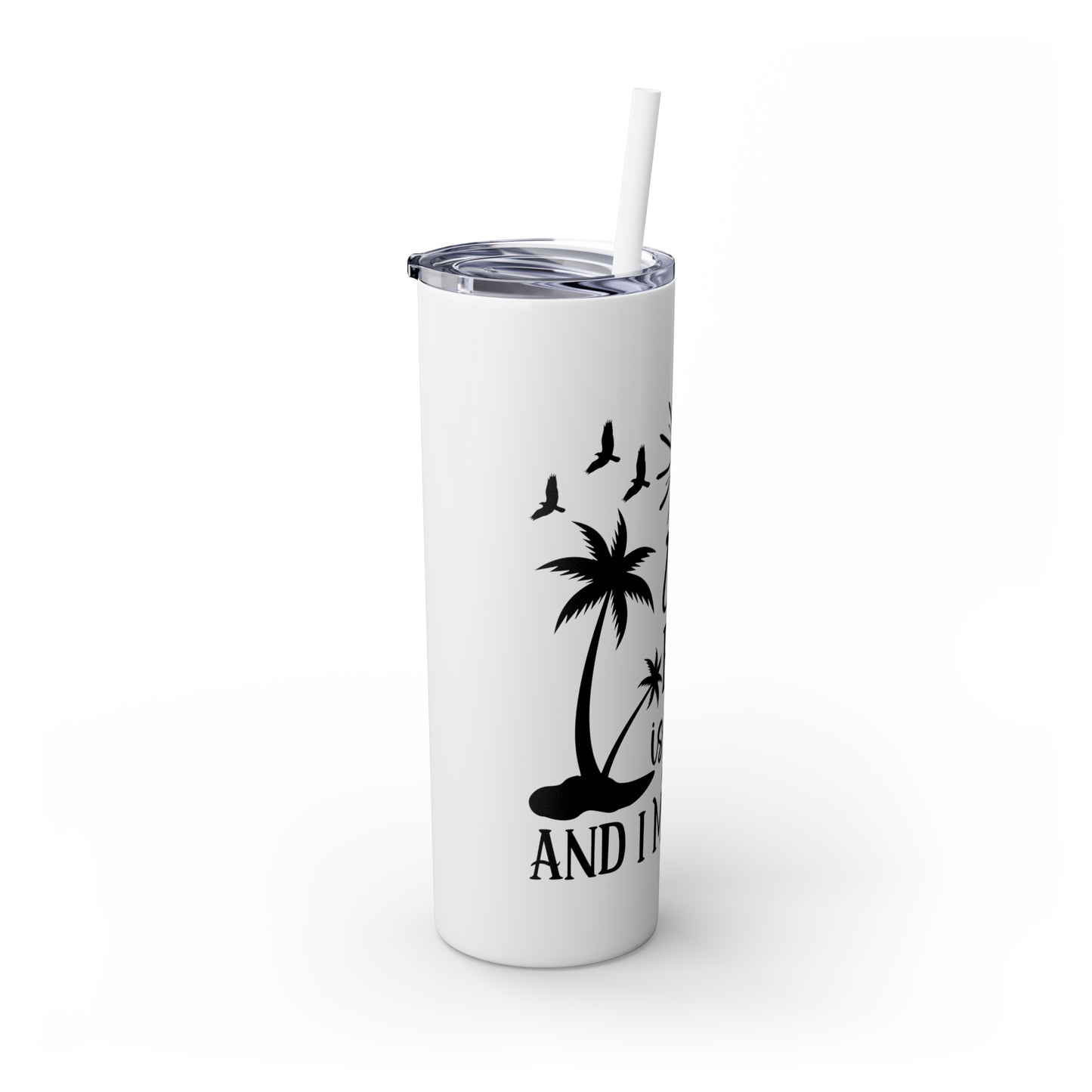 The beach is calling-Skinny Tumbler with Straw, 20oz