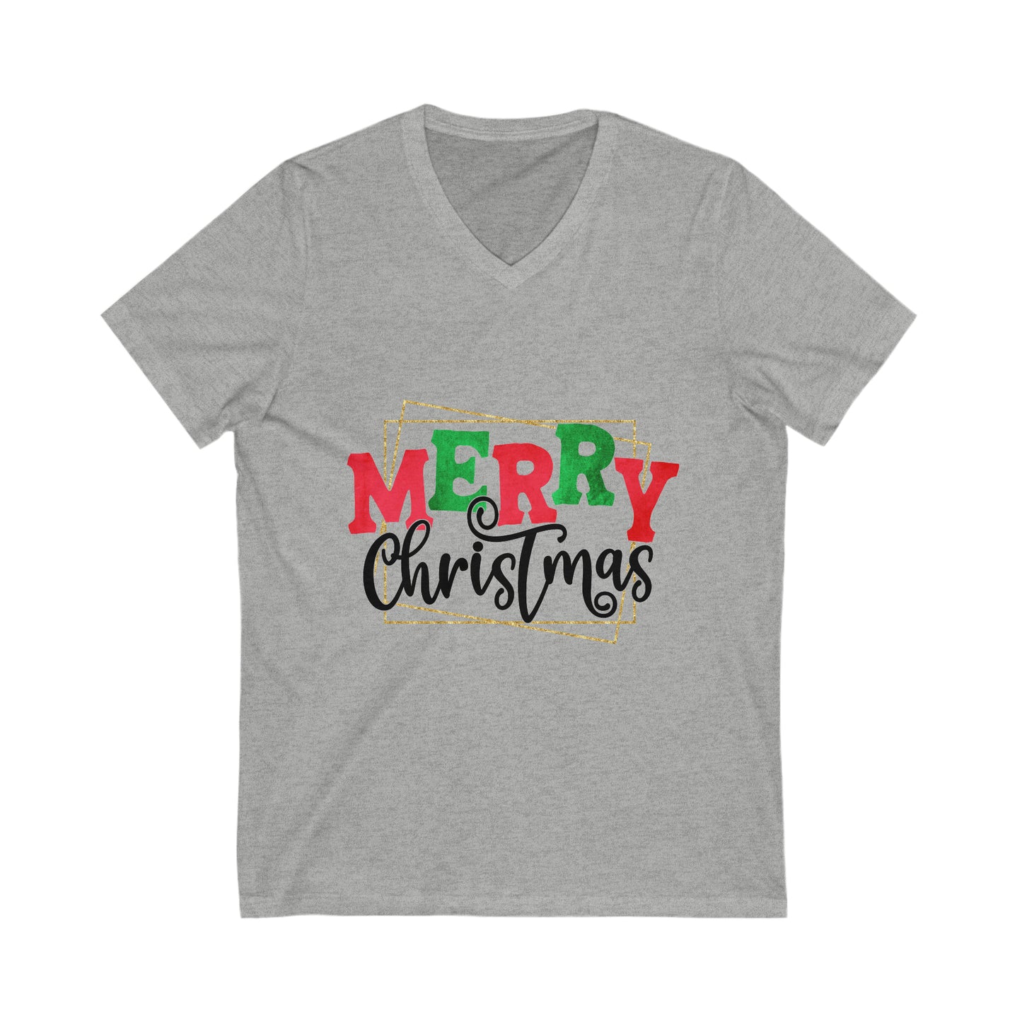 Merry Christmas- Unisex Jersey Short Sleeve V-Neck Tee