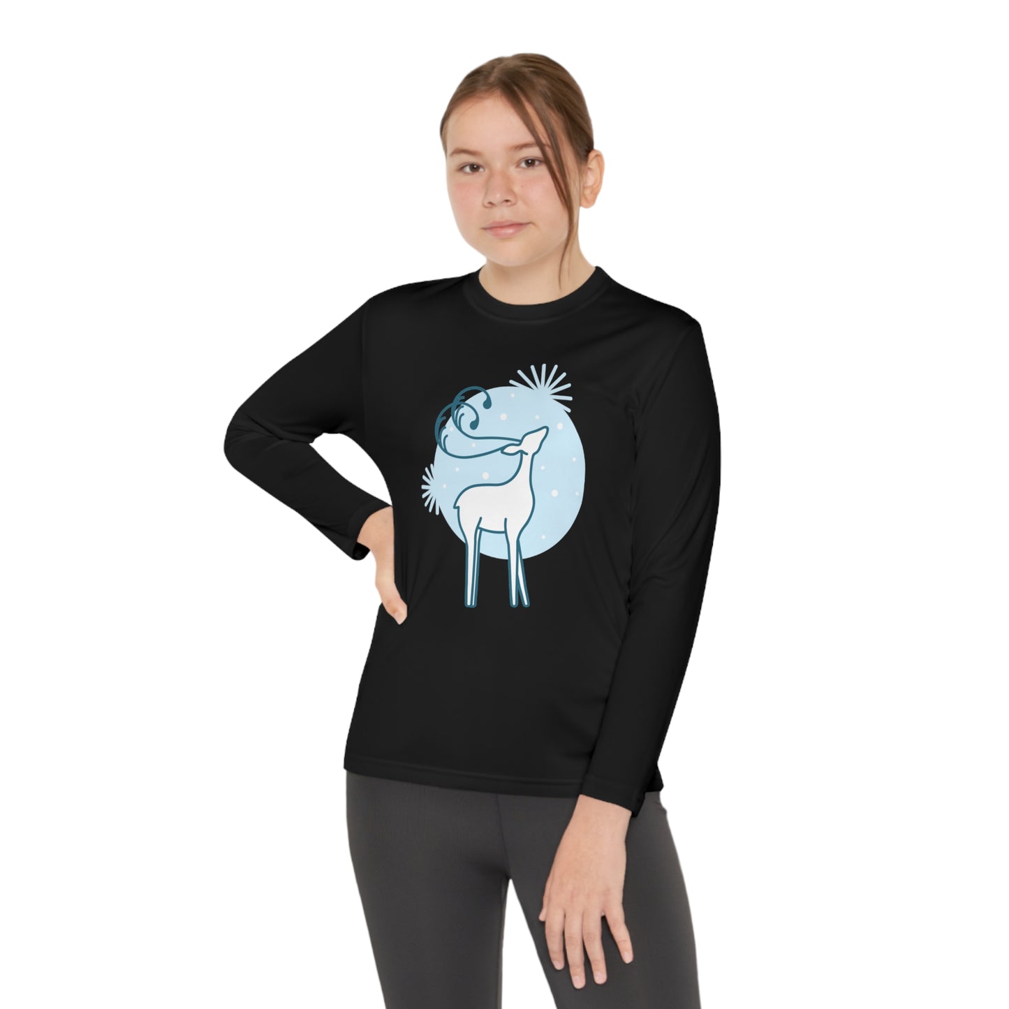 Holiday deer-Youth Long Sleeve Competitor Tee