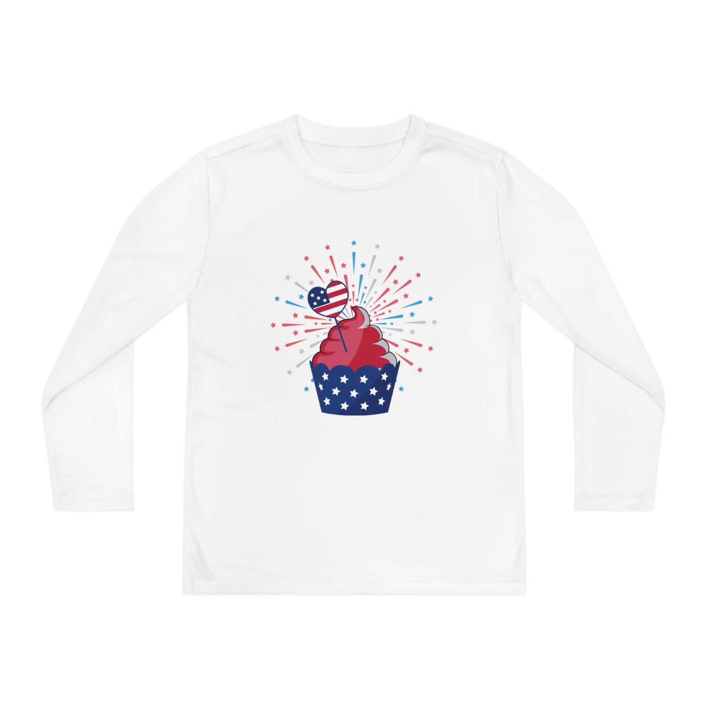 Red-White and Blue Cupcake-Youth Long Sleeve Competitor Tee