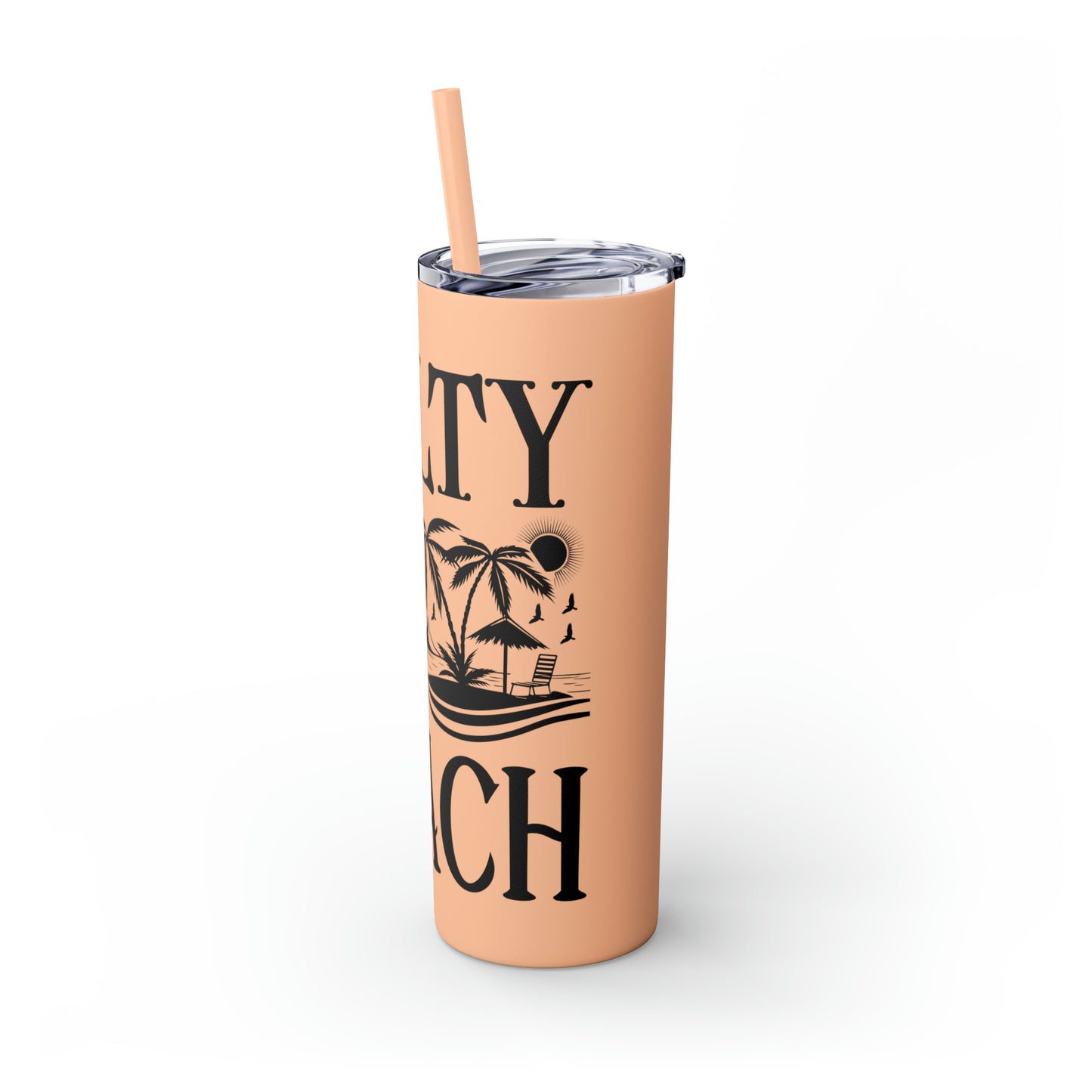 Salty lil beach-Skinny Tumbler with Straw, 20oz