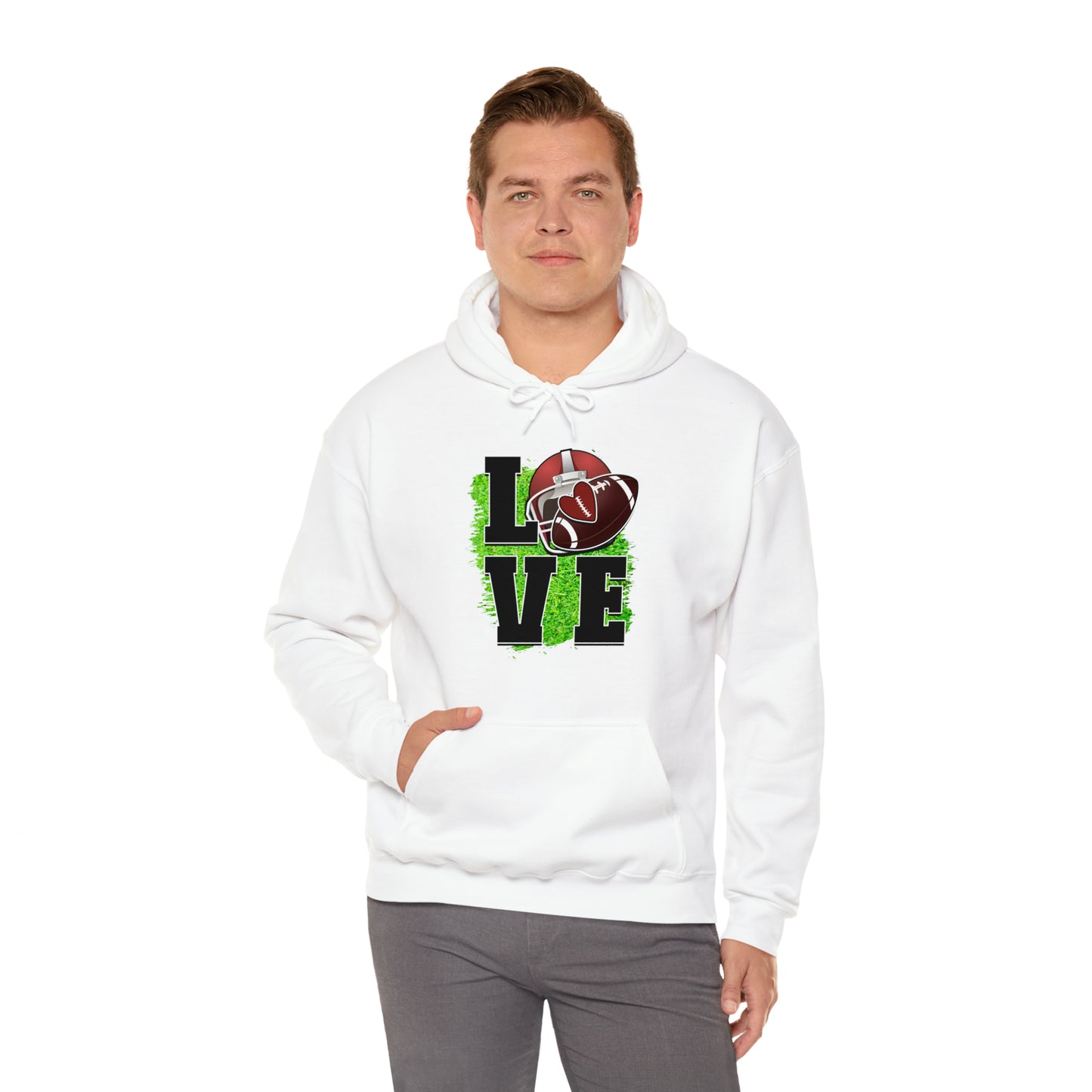 LOVE FOOTBALL- Unisex Heavy Blend™ Hooded Sweatshirt