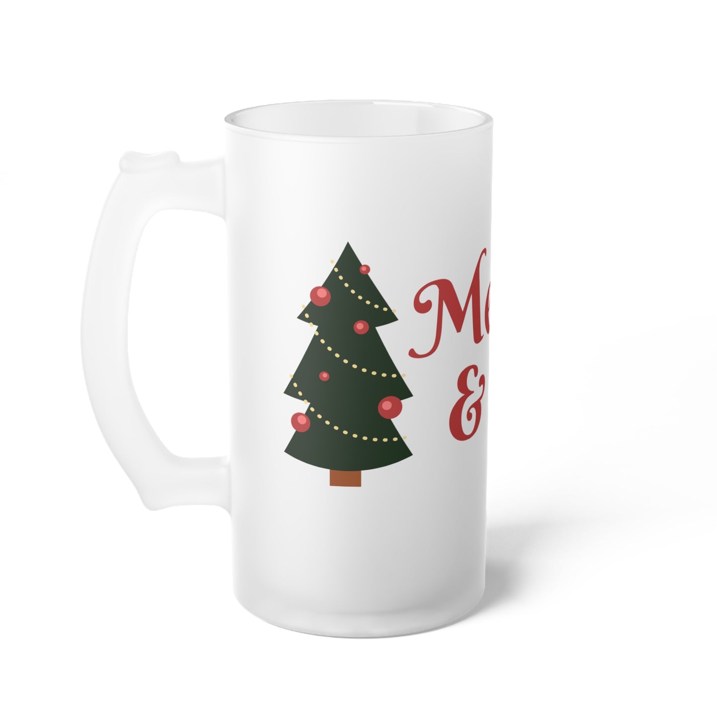 Merry and bright-Frosted Glass Beer Mug