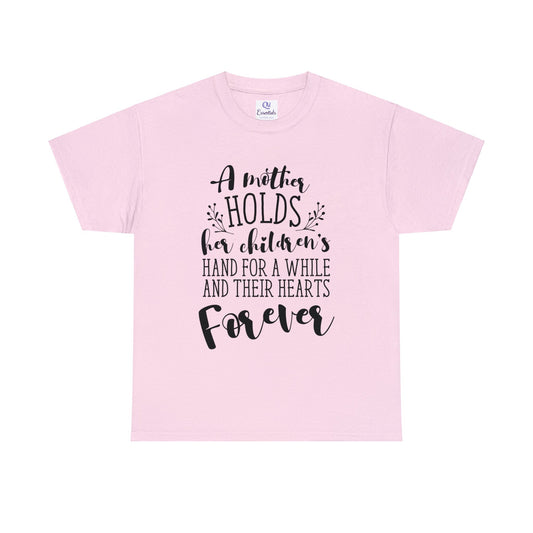 A mother holds her child's heart- Unisex Heavy Cotton Tee