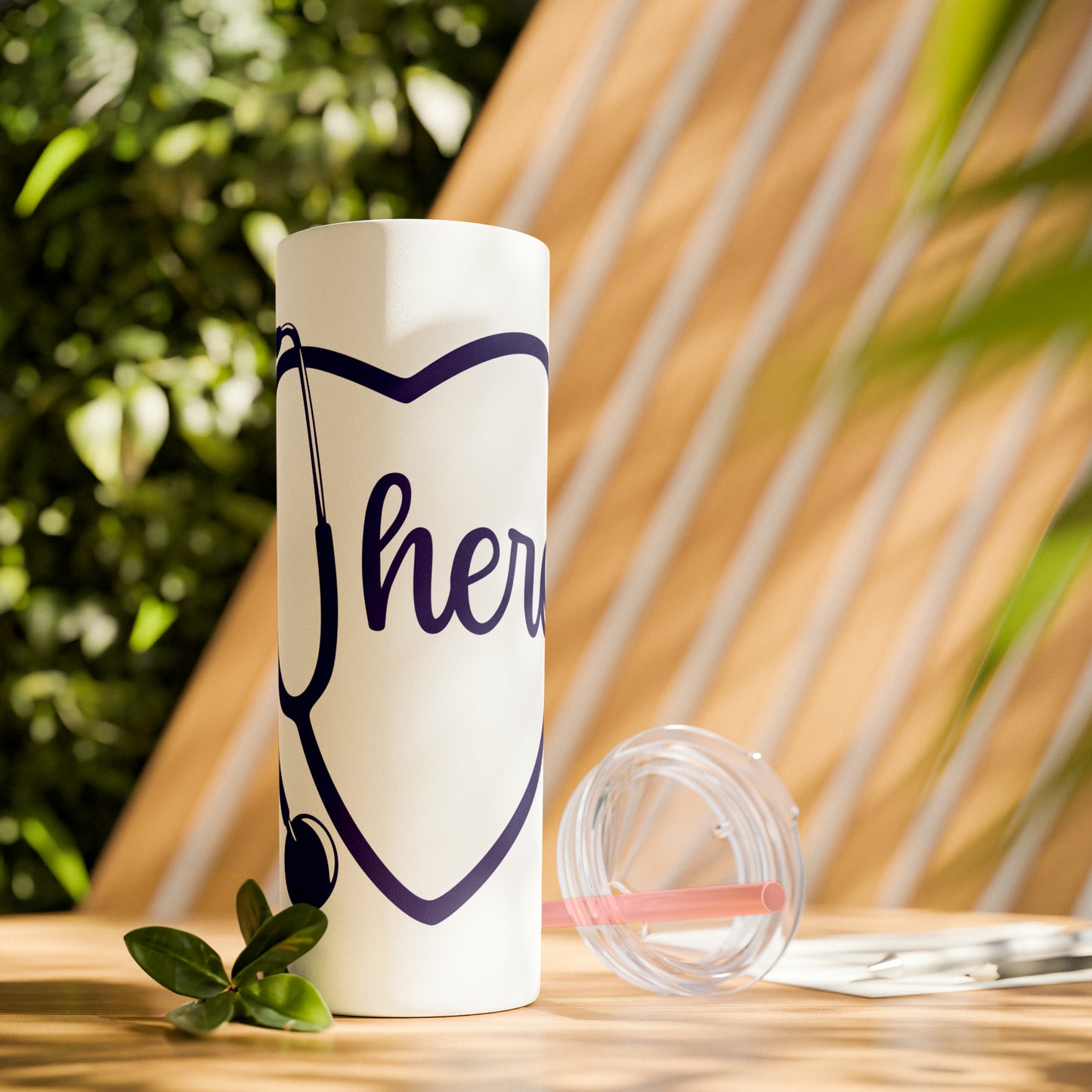 Hero-Skinny Tumbler with Straw, 20oz