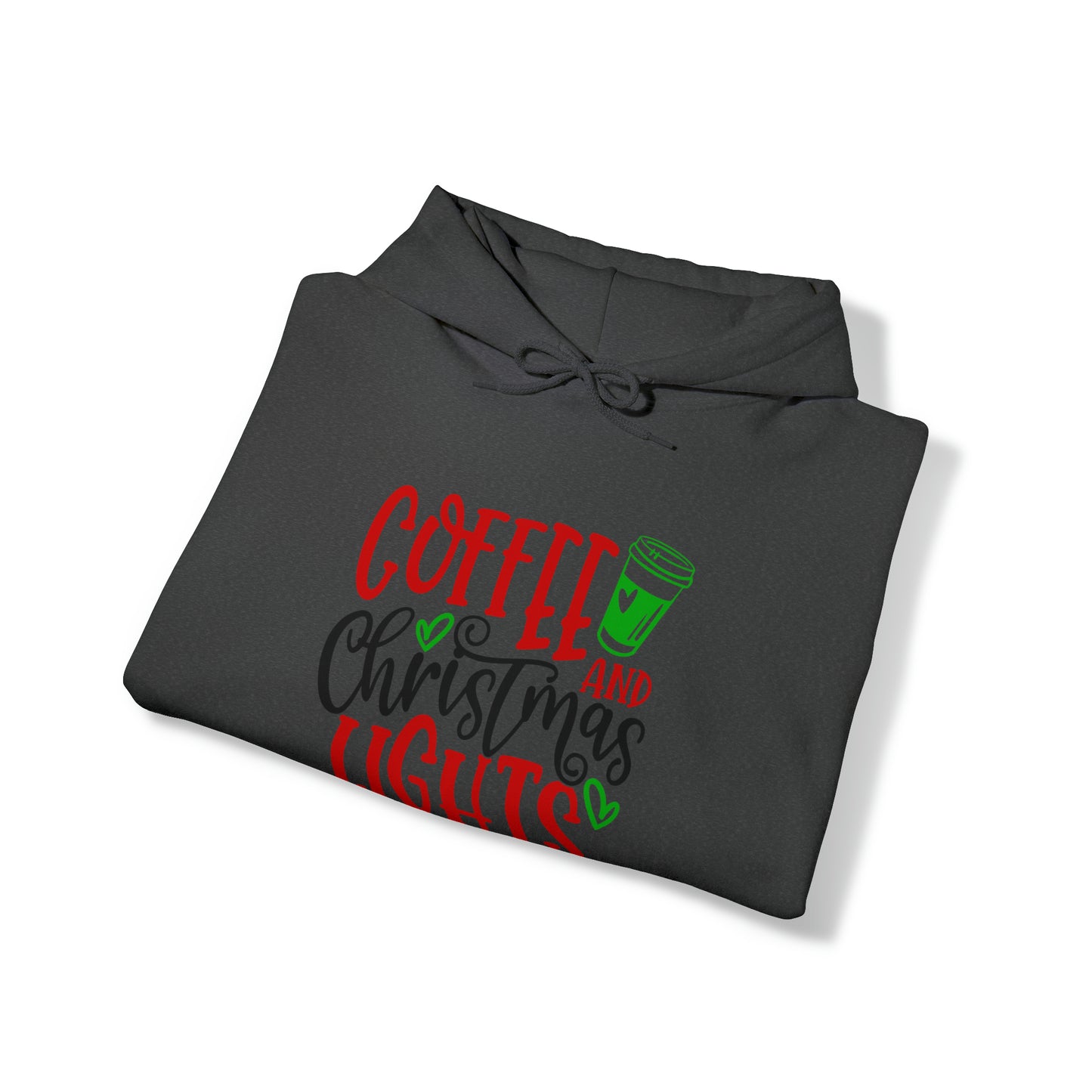 Christmas coffee lights- Unisex Heavy Blend™ Hooded Sweatshirt