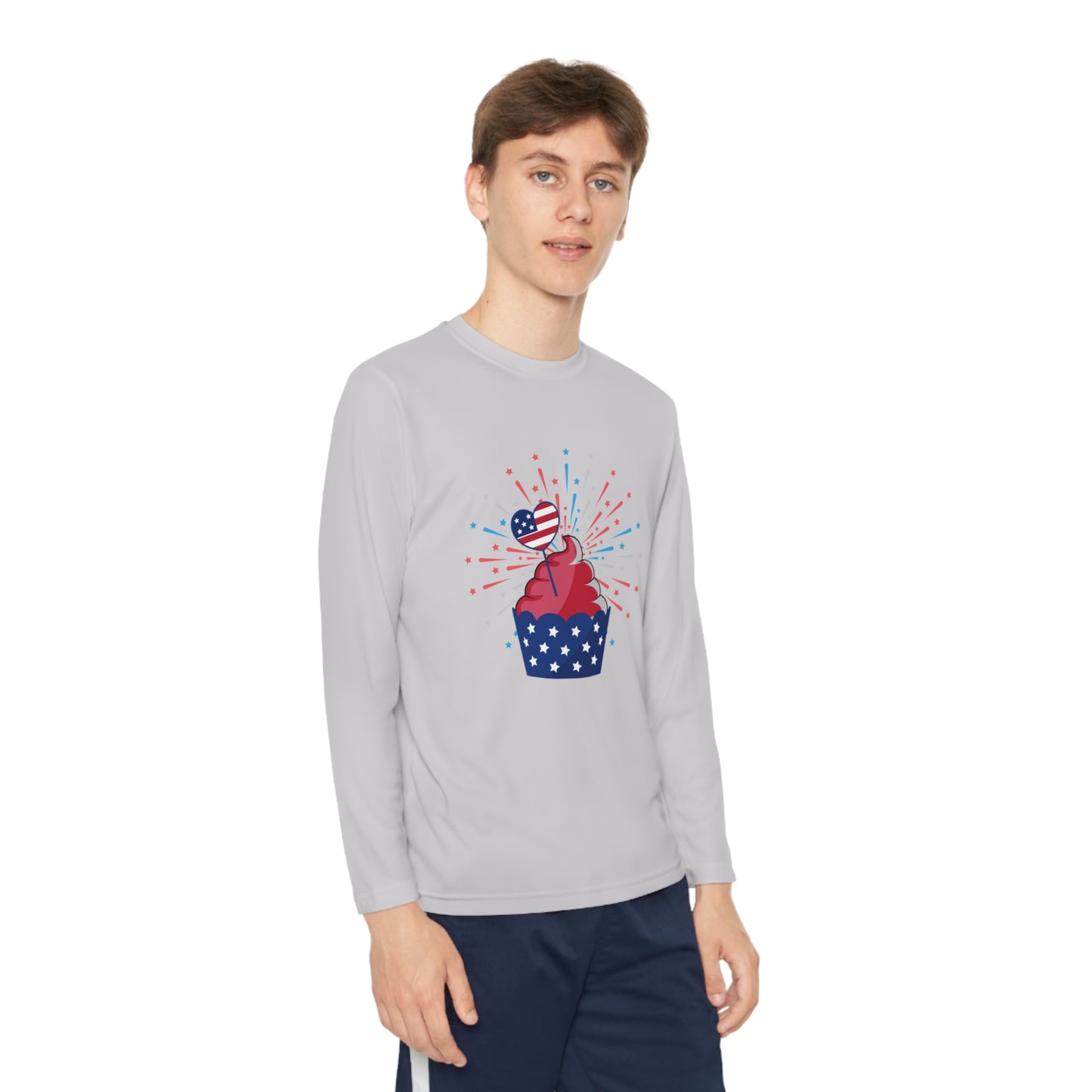 Red-White and Blue Cupcake-Youth Long Sleeve Competitor Tee