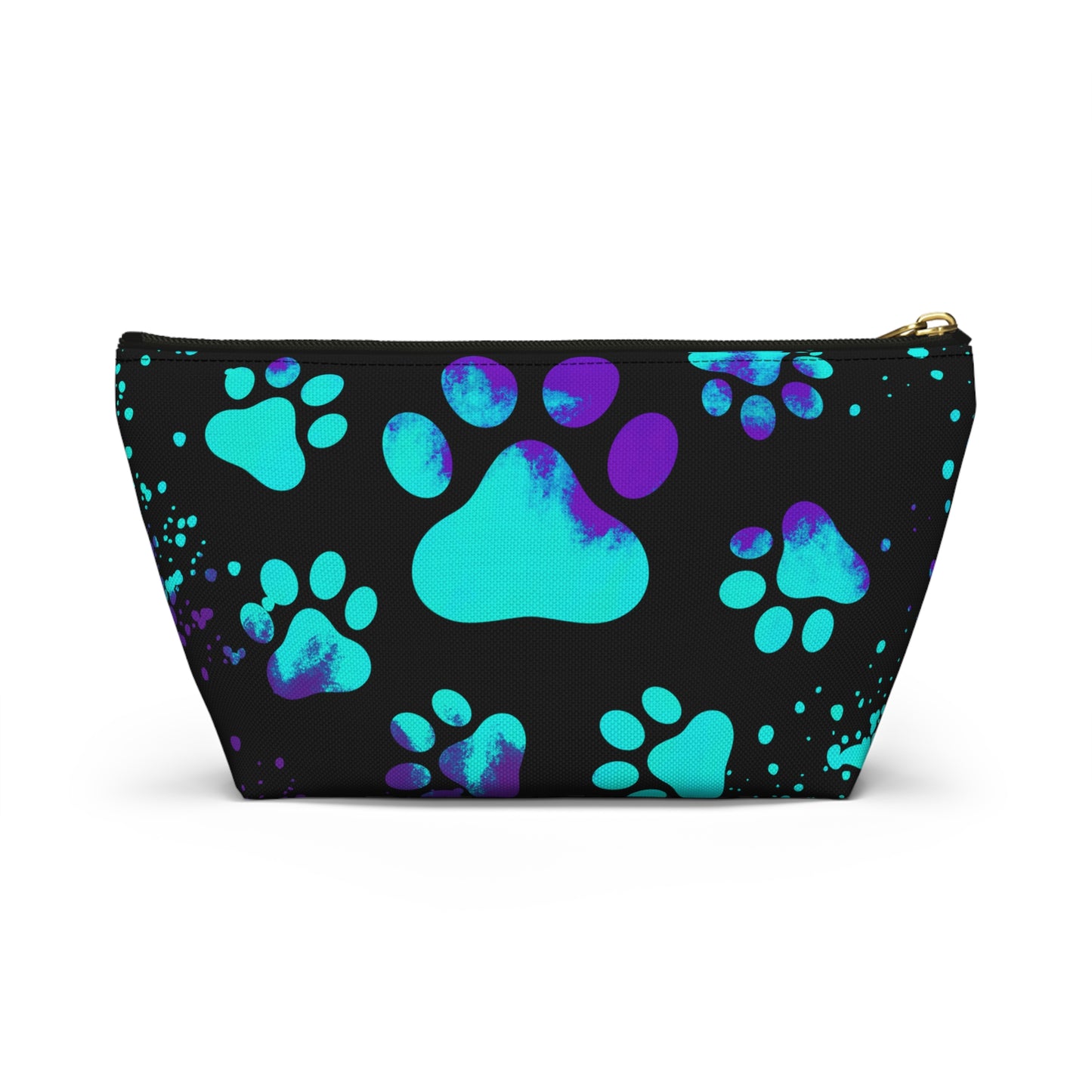 Purple and blue paw print- Accessory Pouch w T-bottom